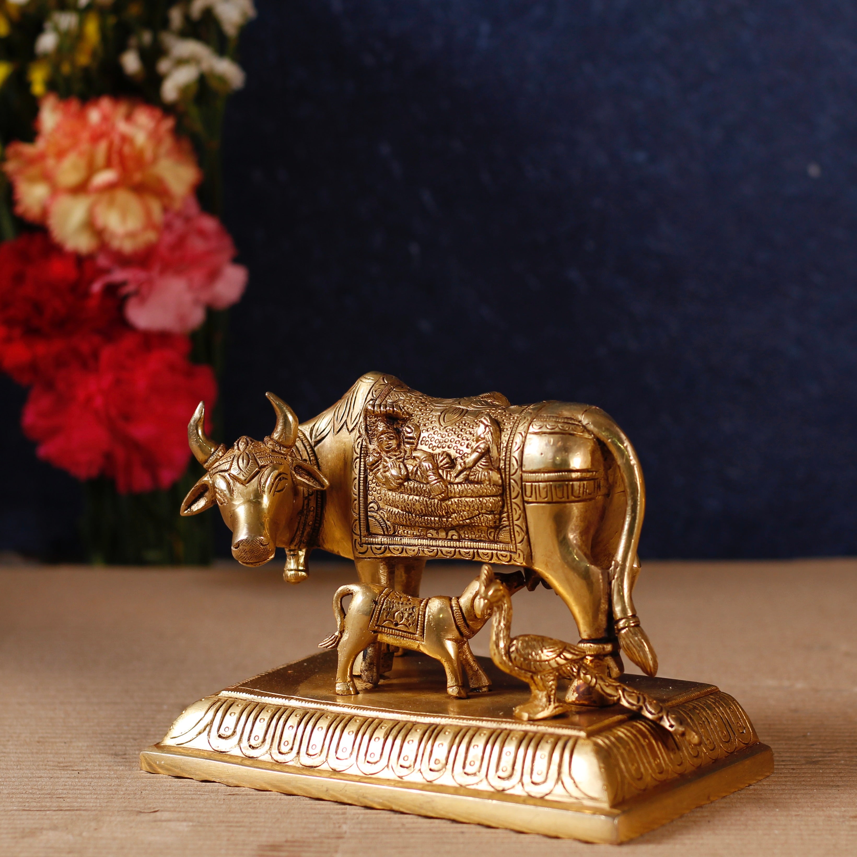 Brass Kamdhenu Cow and Calf