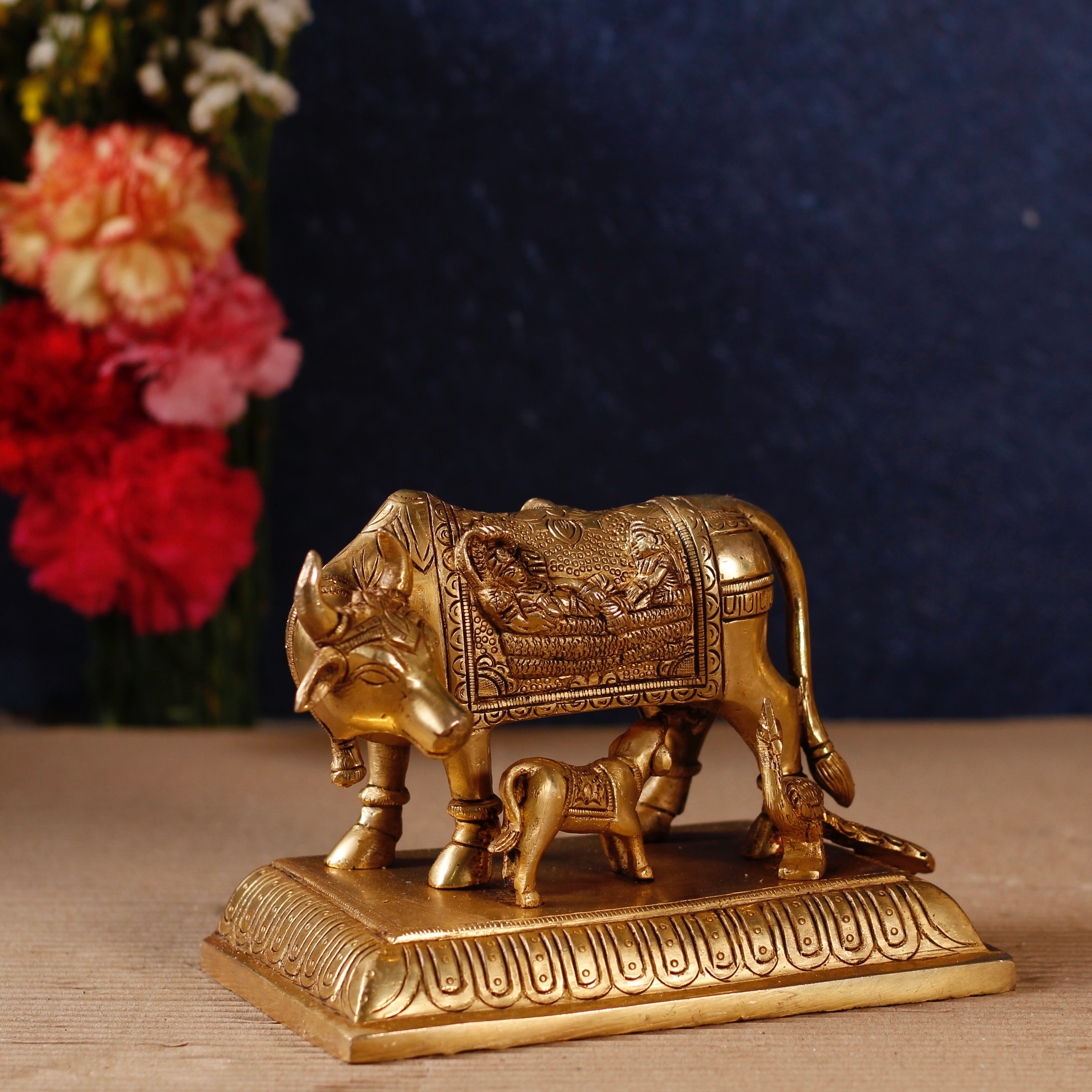 Brass Kamdhenu Cow and Calf
