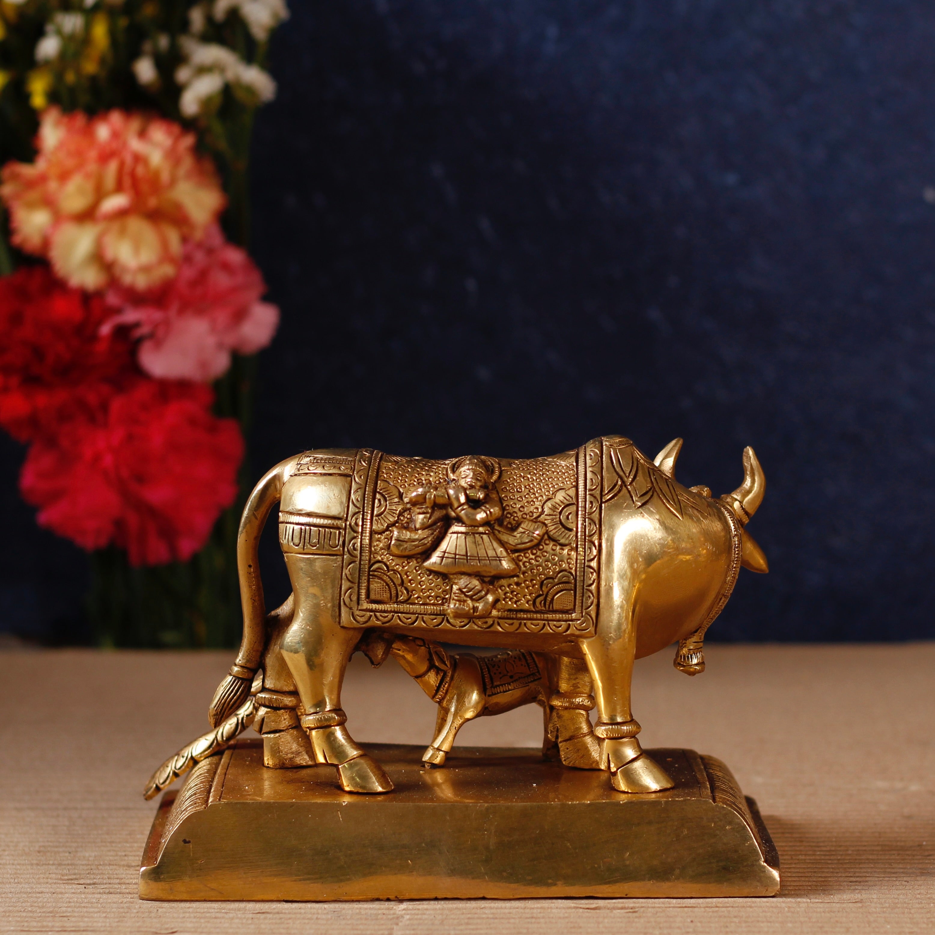 Brass Kamdhenu Cow and Calf