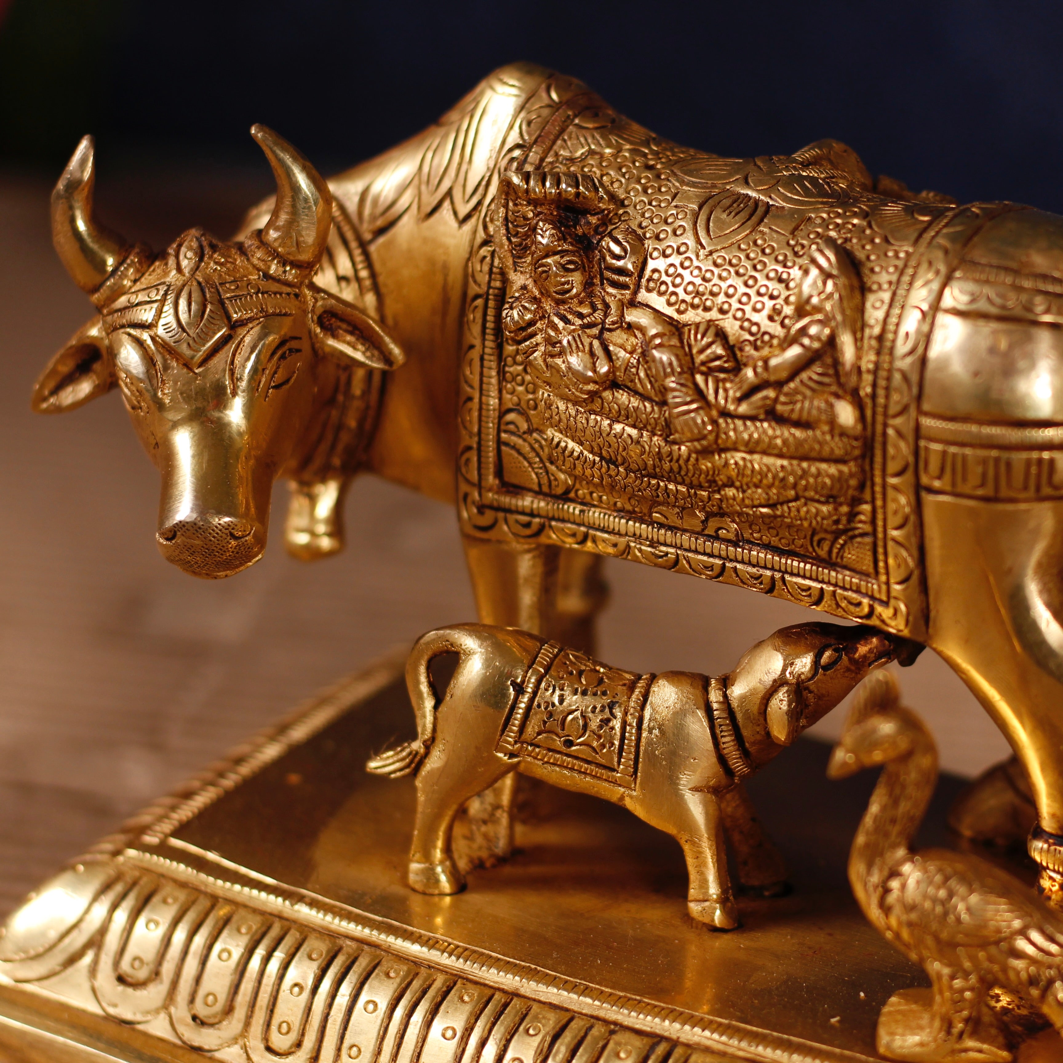 Brass Kamdhenu Cow and Calf