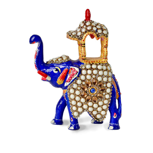 Decorative Meenakari Elephant Statue With Jharoka