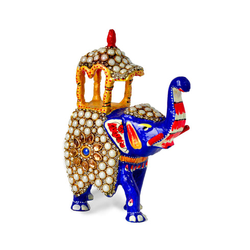 Decorative Meenakari Elephant Statue With Jharoka