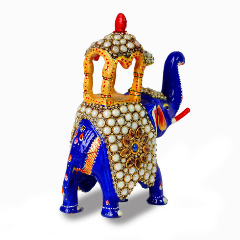 Decorative Meenakari Elephant Statue With Jharoka