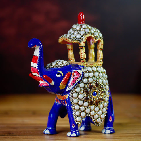Decorative Meenakari Elephant Statue With Jharoka