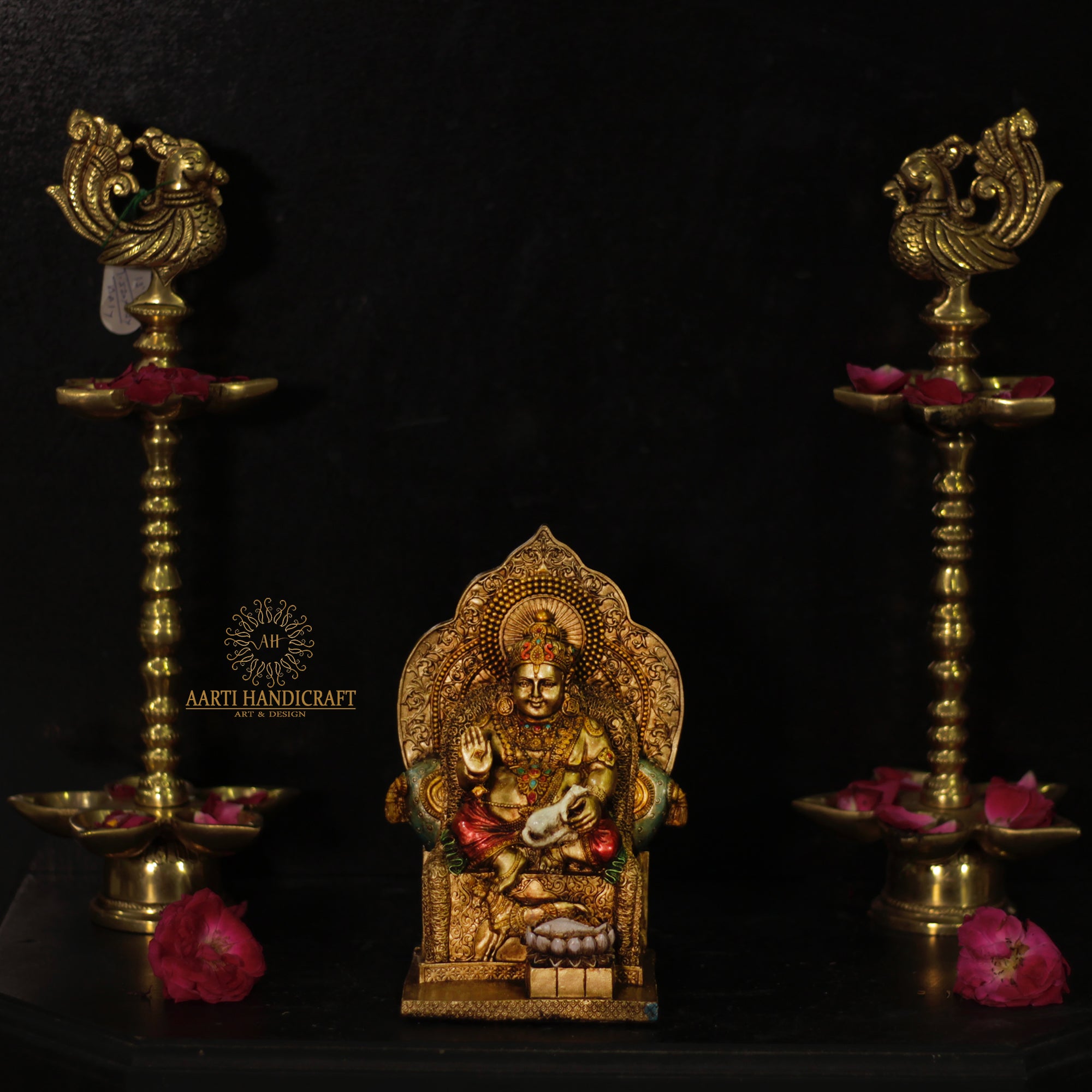 7" Polyresin Gold Finish Kuber In Antique Finish