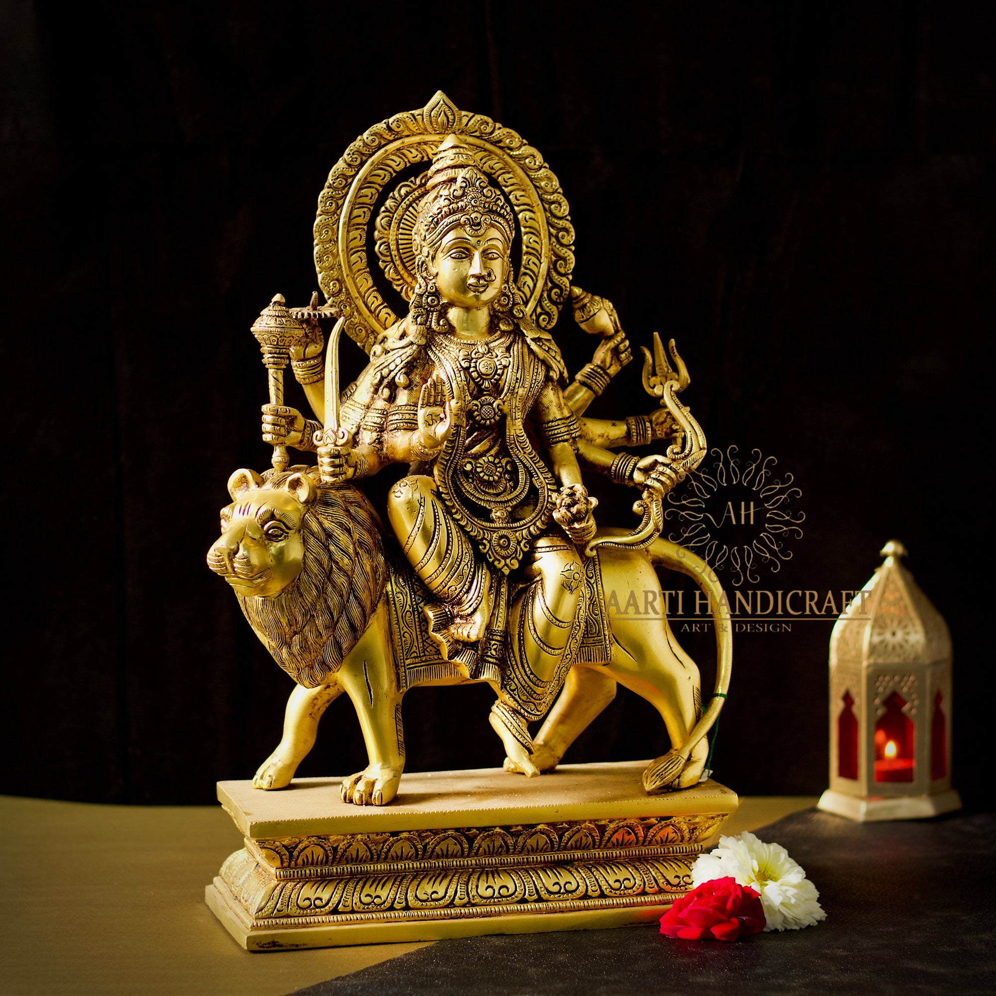 Brass Goddess Maa Durga/Ambe/Sherawali Idol With 8 Armed