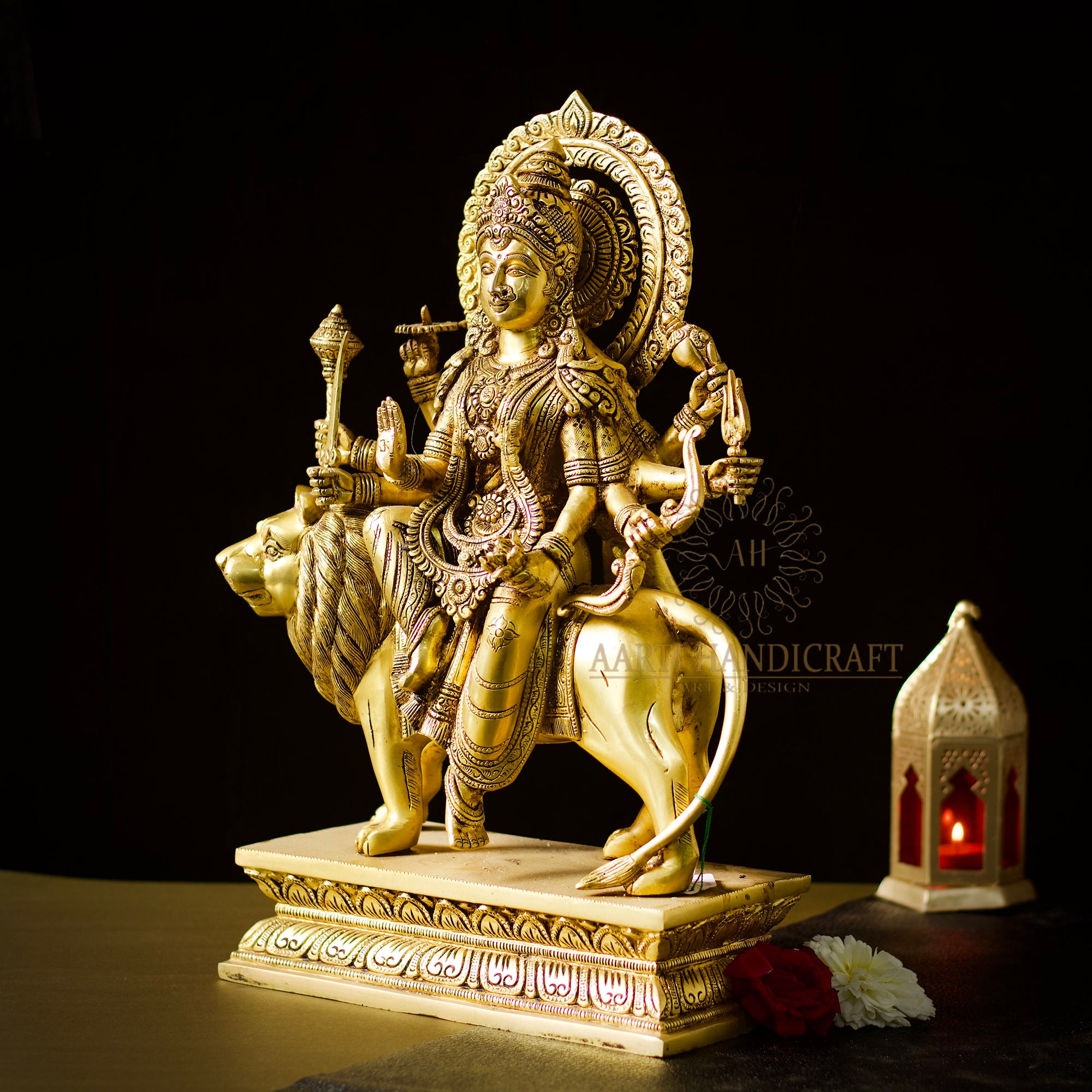 Brass Goddess Maa Durga/Ambe/Sherawali Idol With 8 Armed