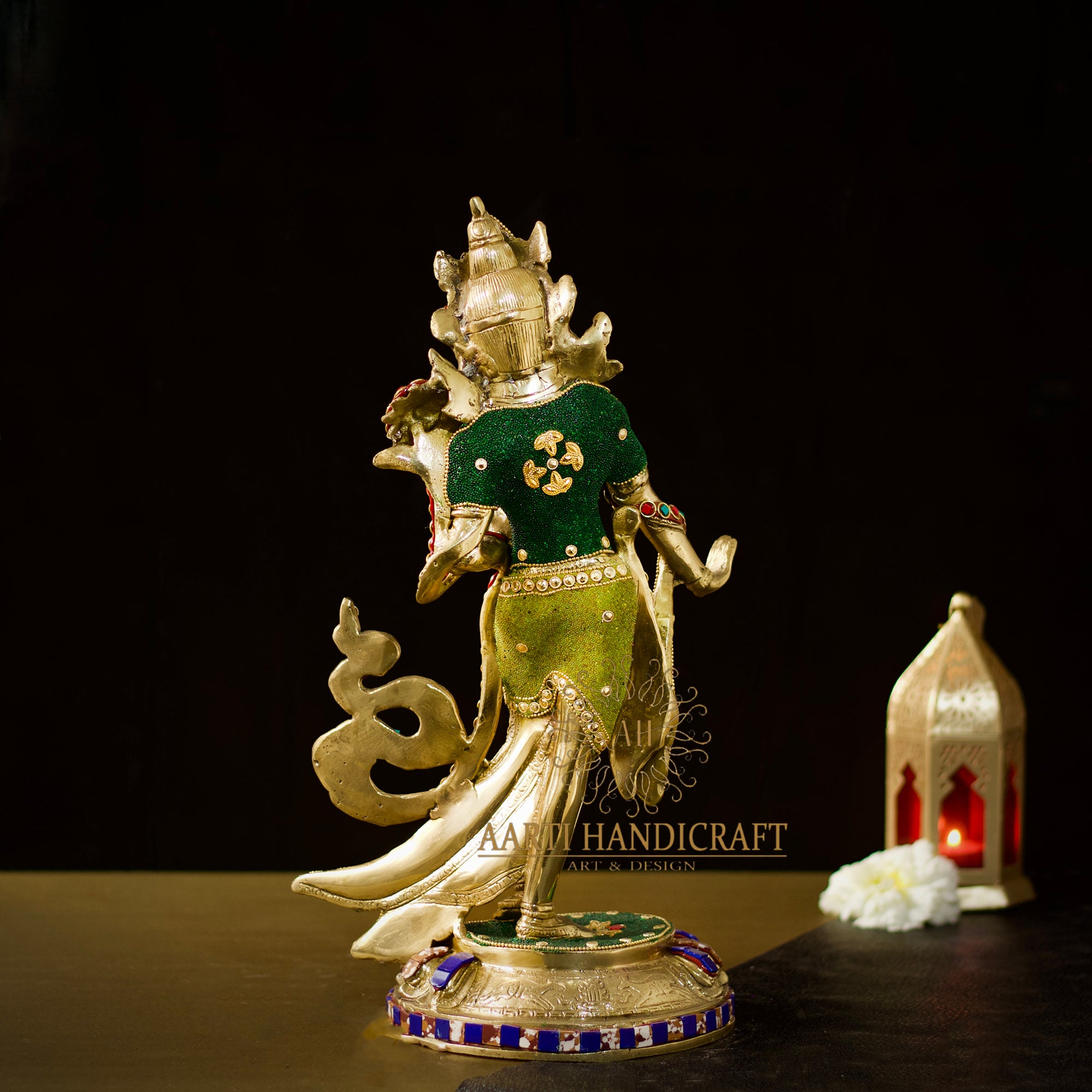 Brass Goddess Tara With Stone Work