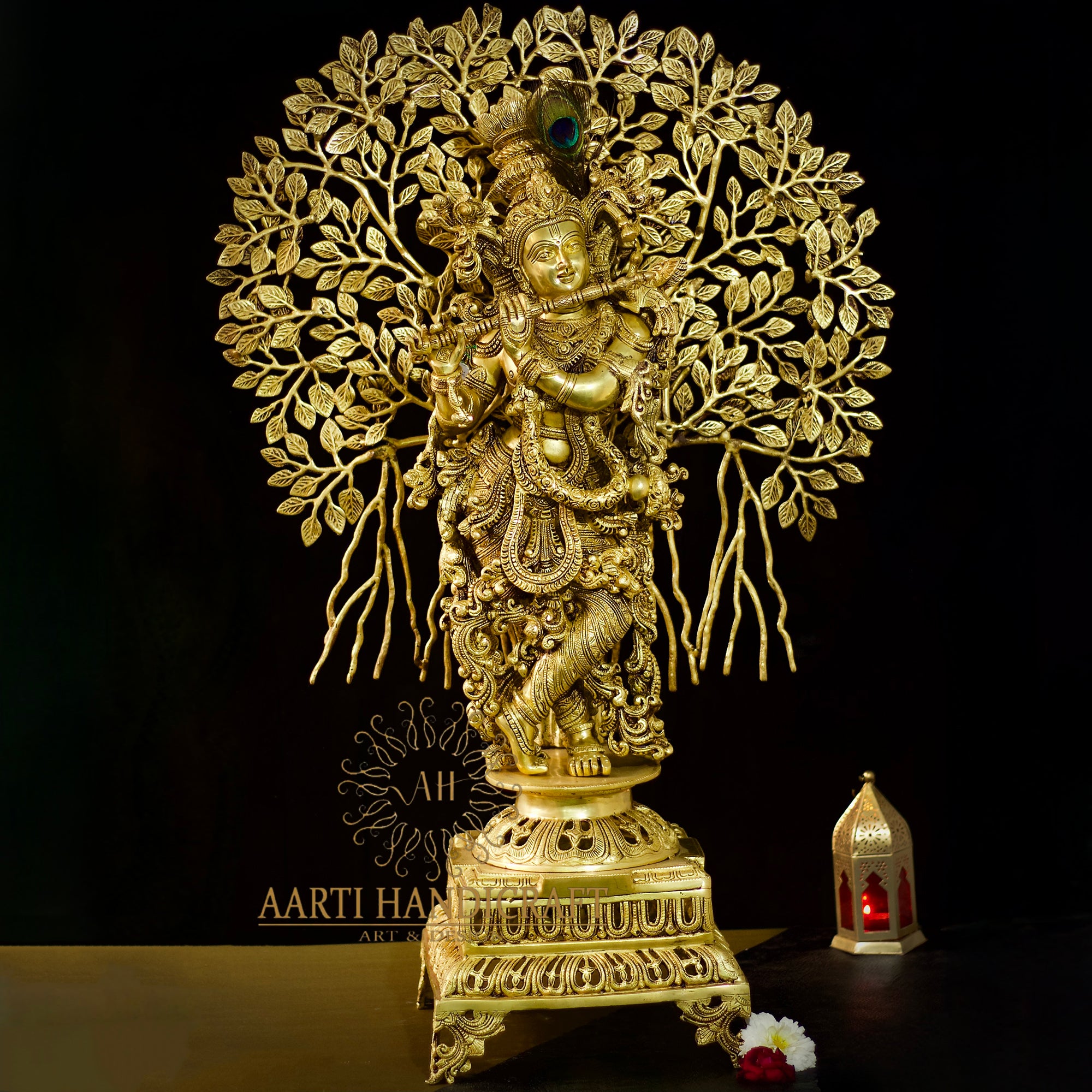 Divine Lord Tree Krishna Idol | Pure Brass | 35 Inch