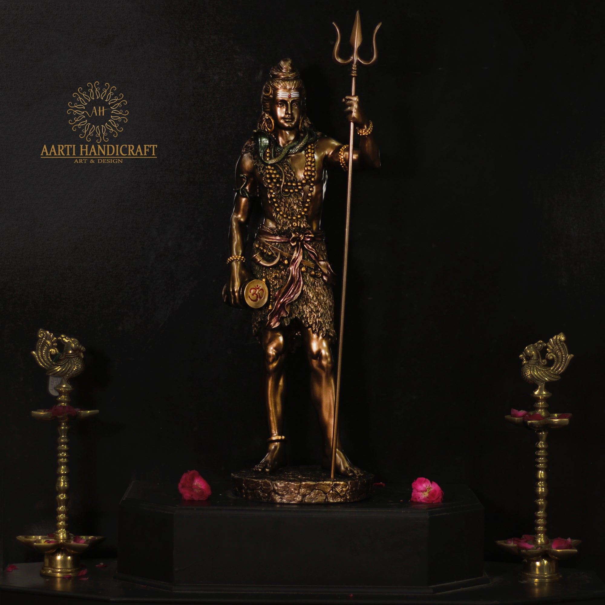 Standing Slim Shiva in Copper Finish Poly Resin 24 Inches
