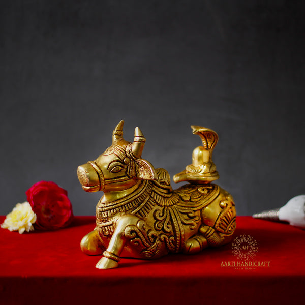 Brass 6" Nandi Figurine
