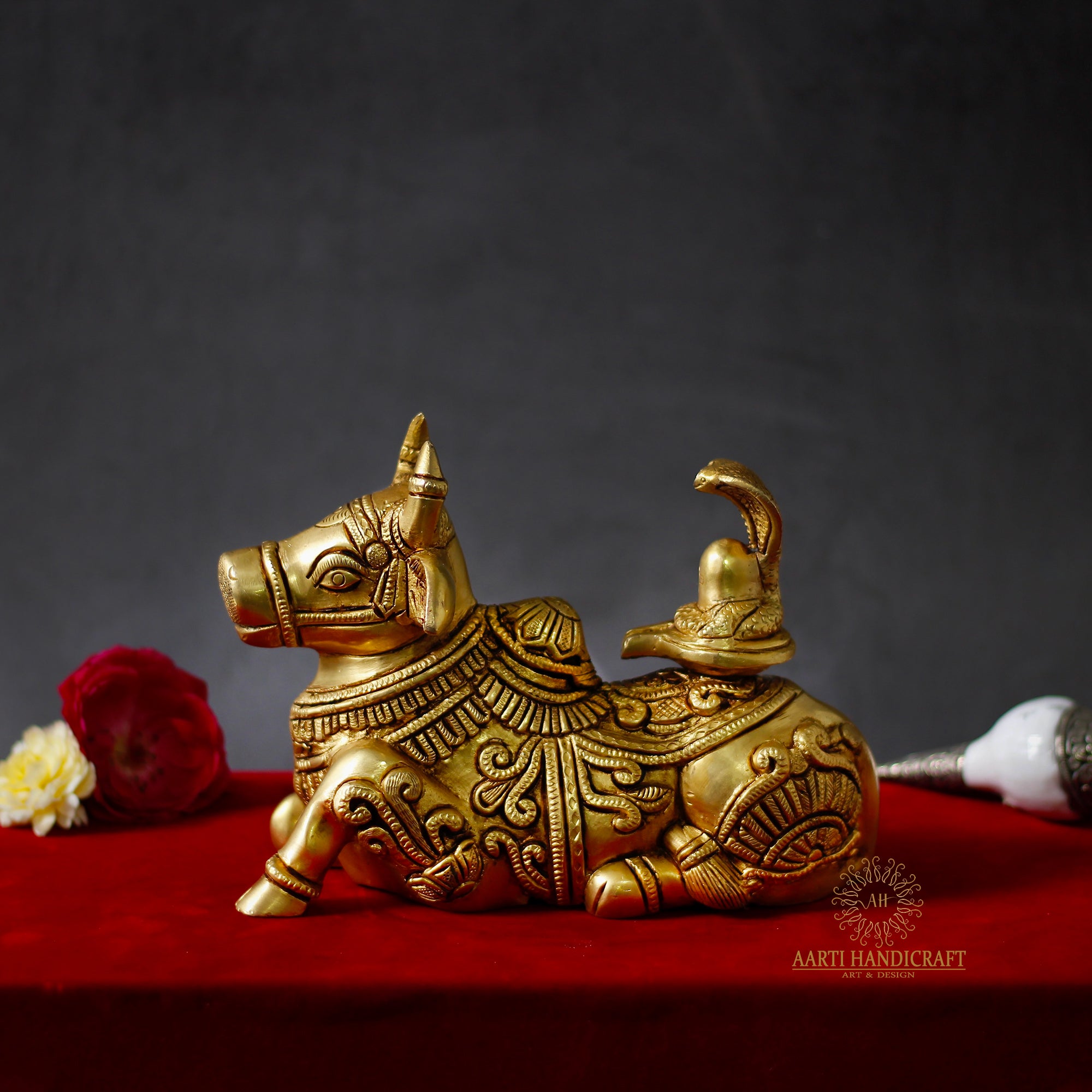 Brass 6" Nandi Figurine