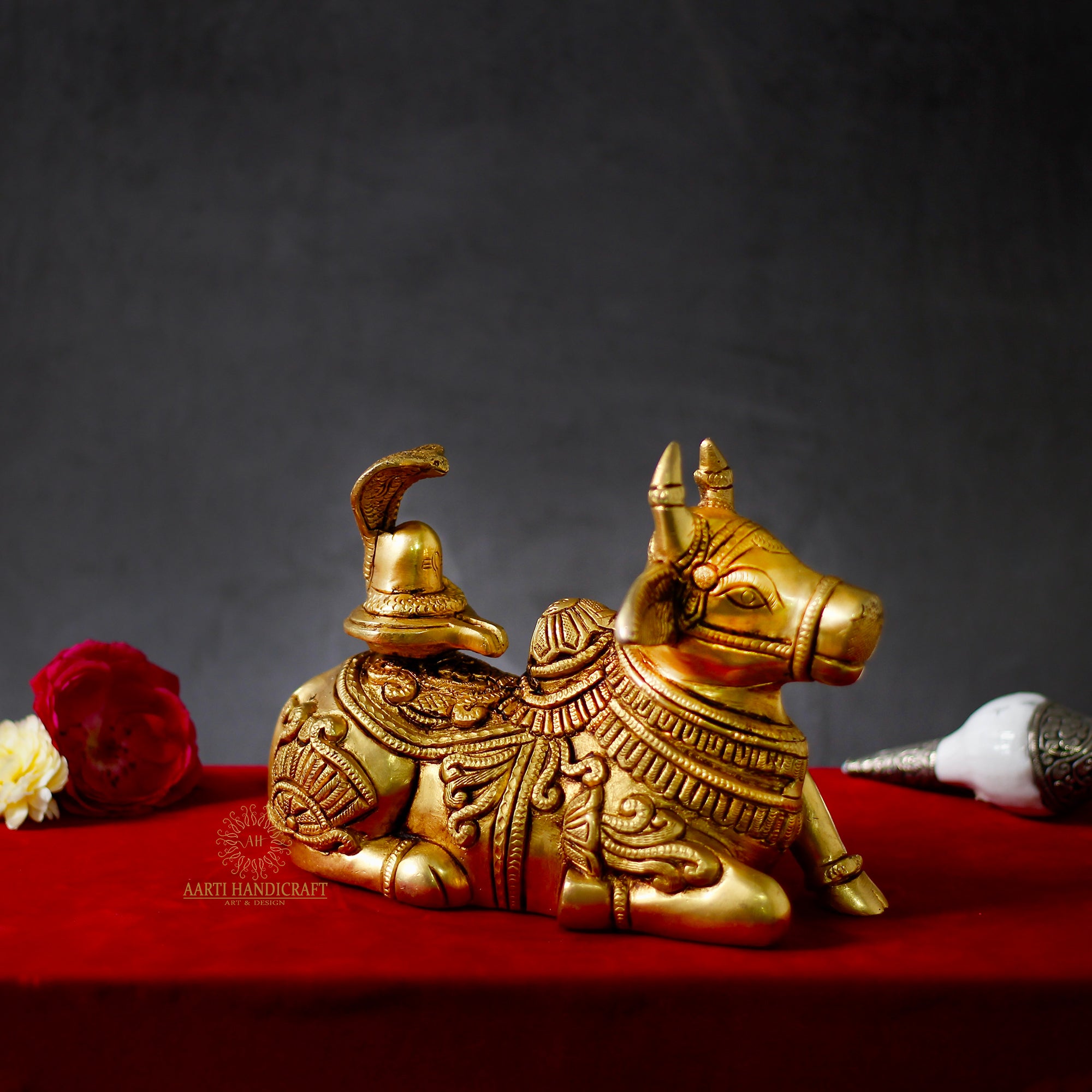Brass 6" Nandi Figurine