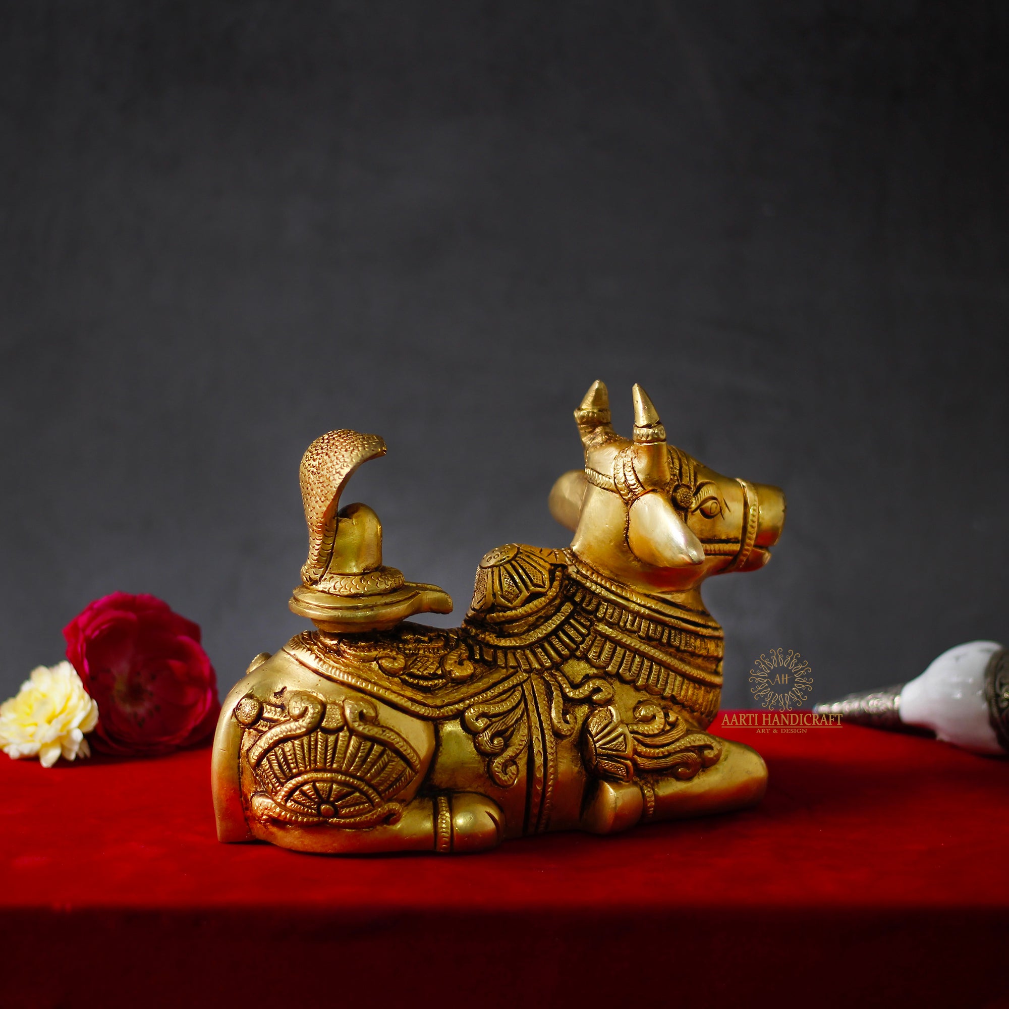 Brass 6" Nandi Figurine