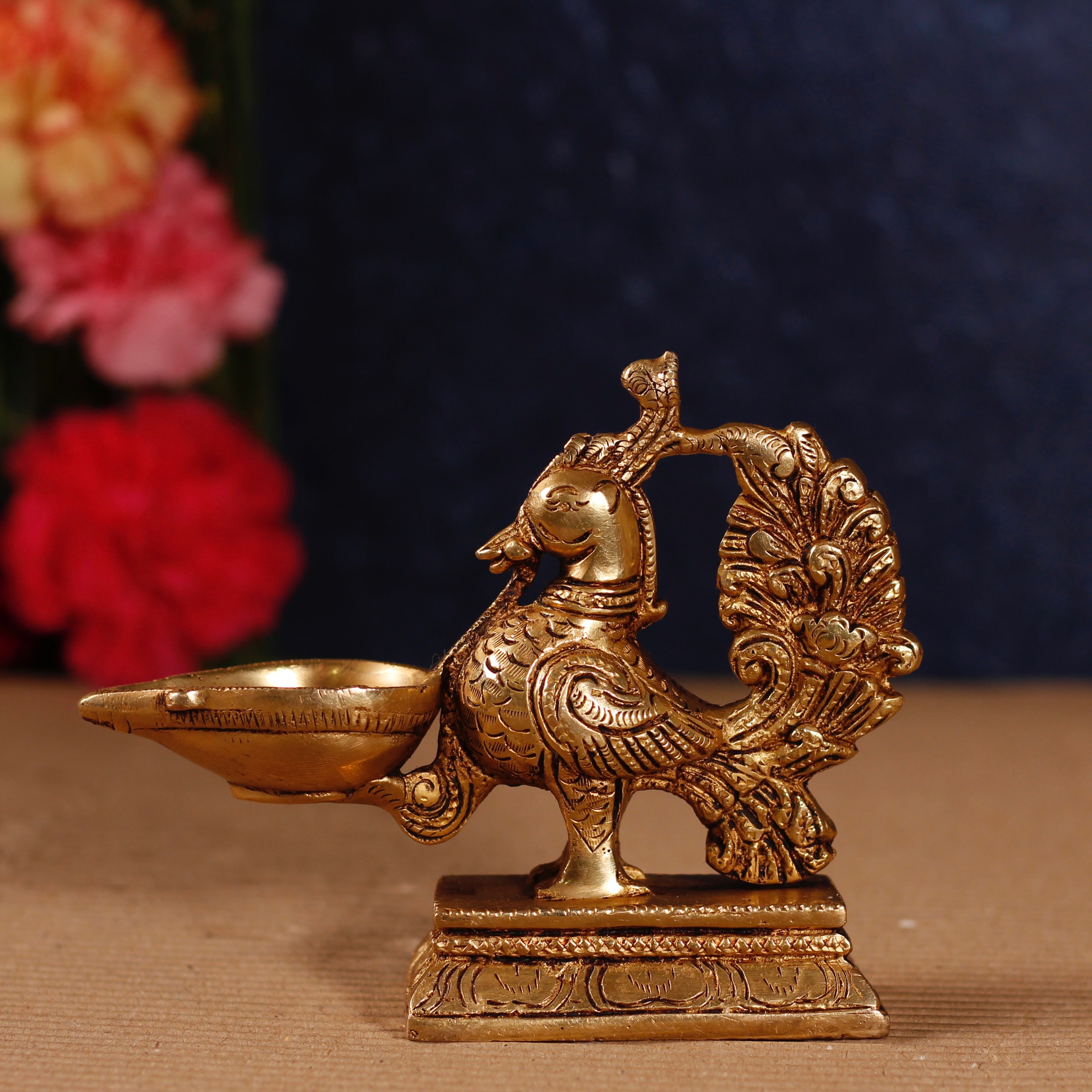 Peacock aarti Diya Pure Brass