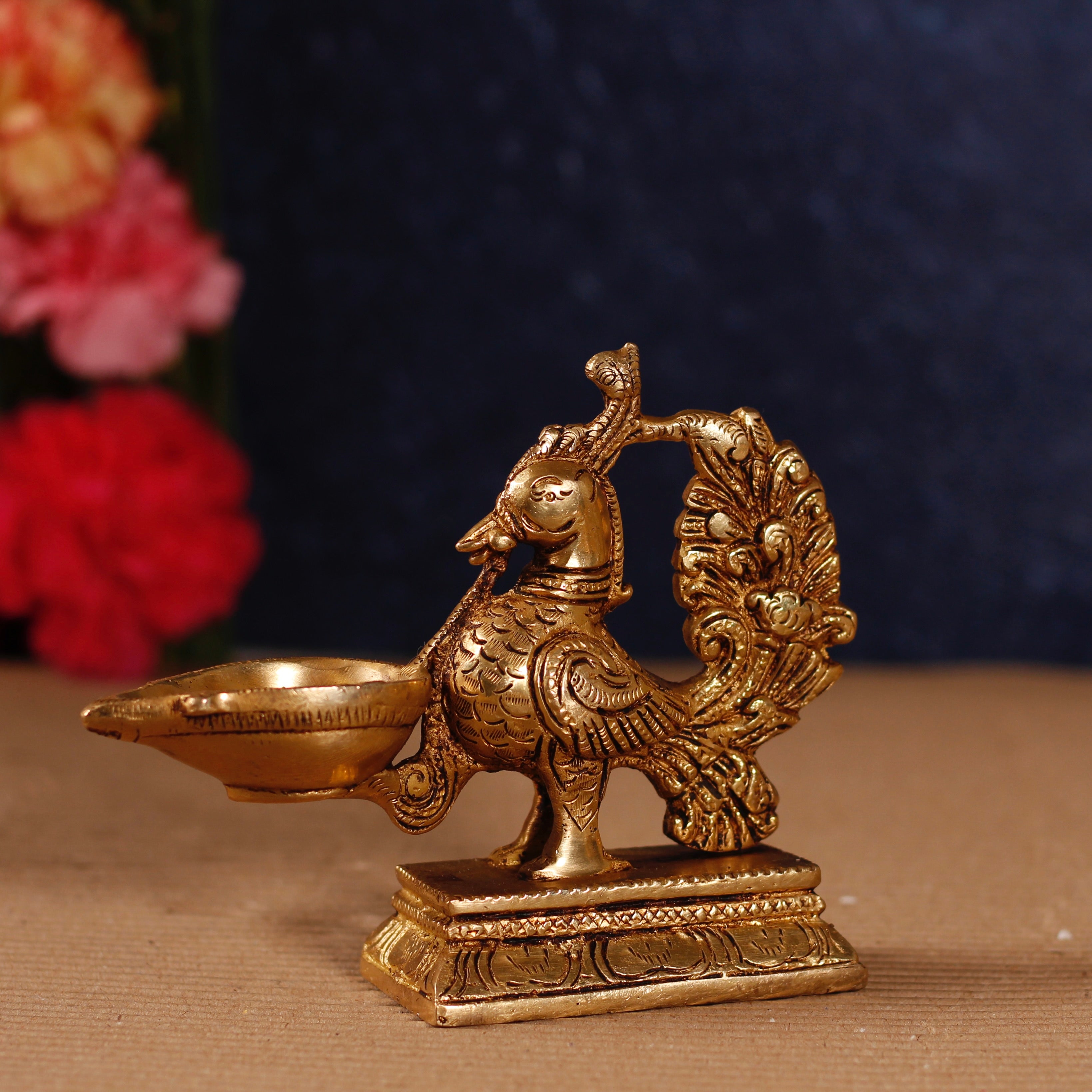Peacock aarti Diya Pure Brass