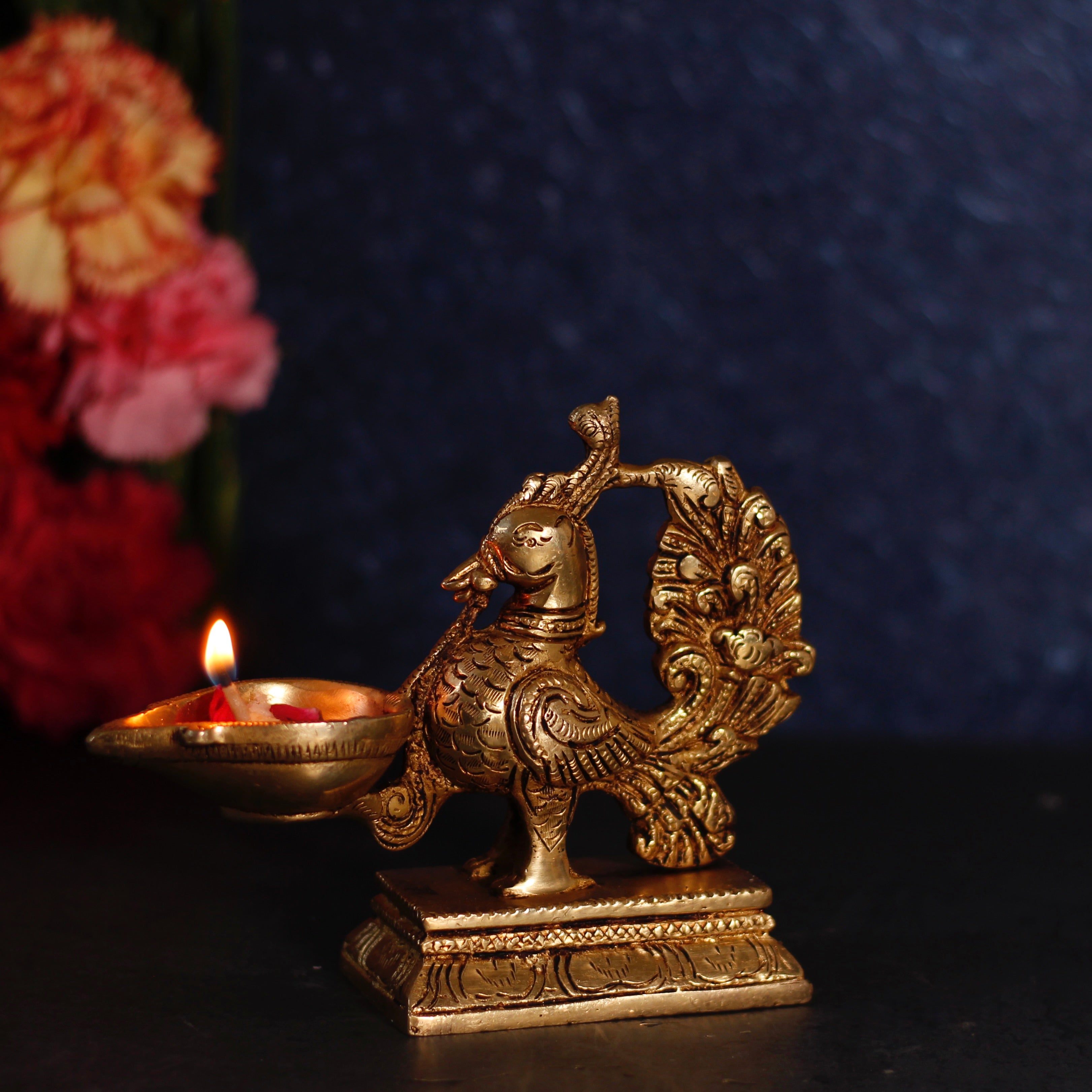 Peacock aarti Diya Pure Brass