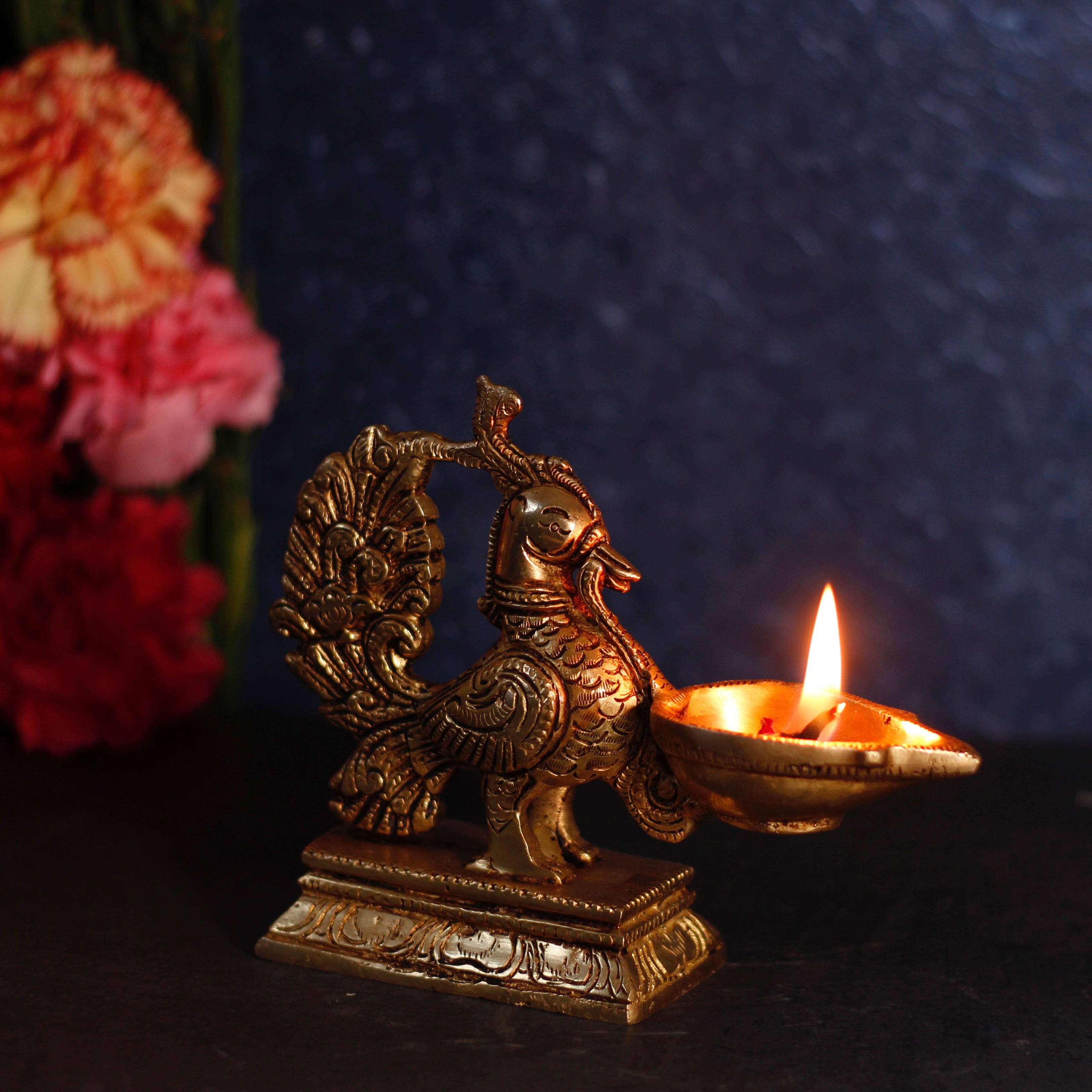 Peacock aarti Diya Pure Brass