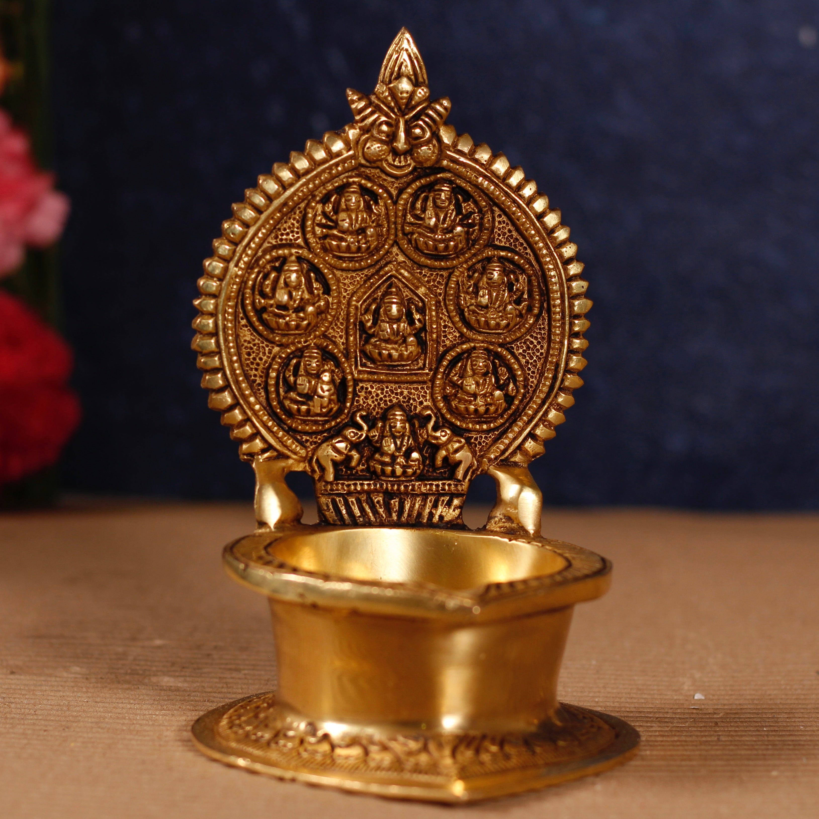 7" Ashtalakshmi Brass Diya For Puja/Festive
