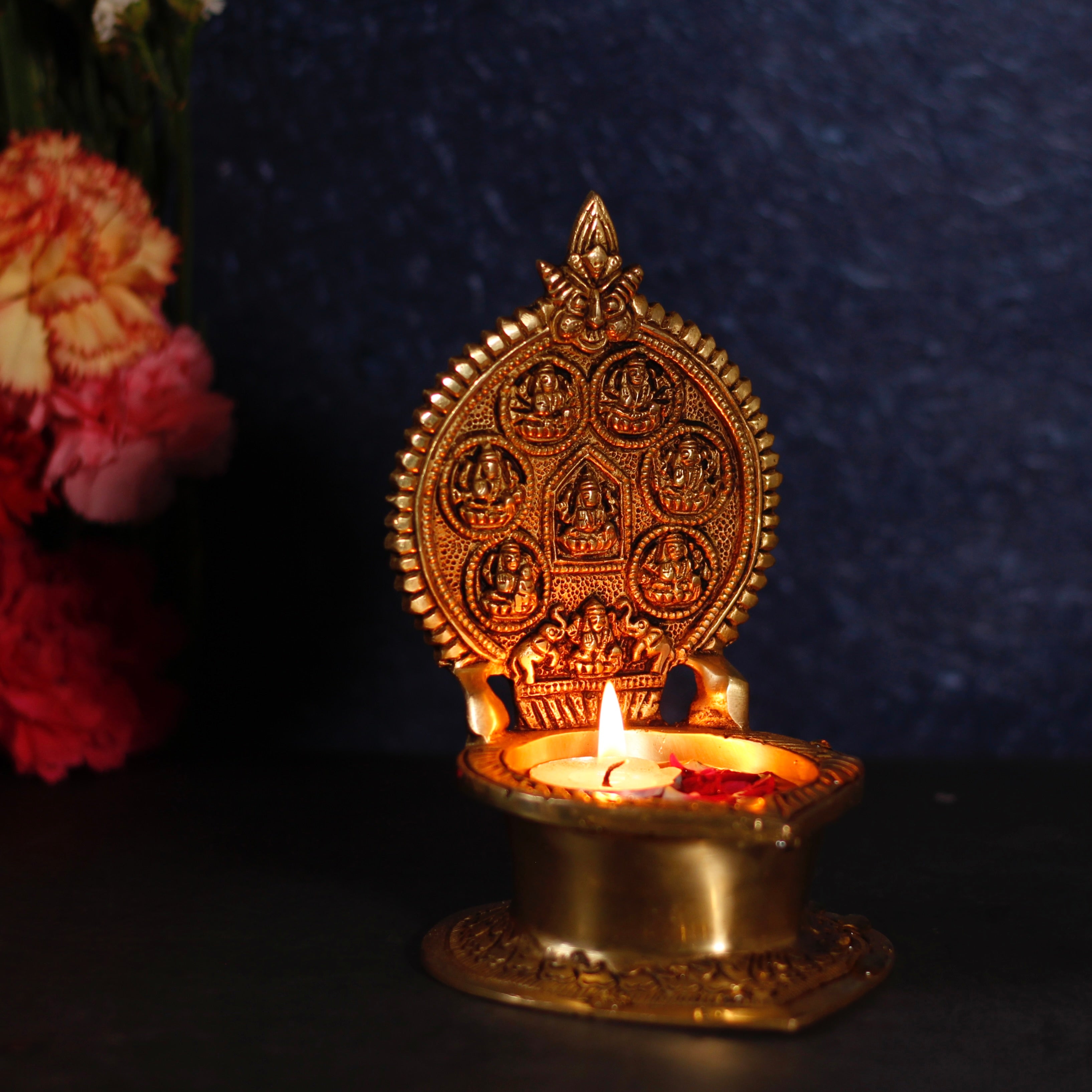 7" Ashtalakshmi Brass Diya For Puja/Festive