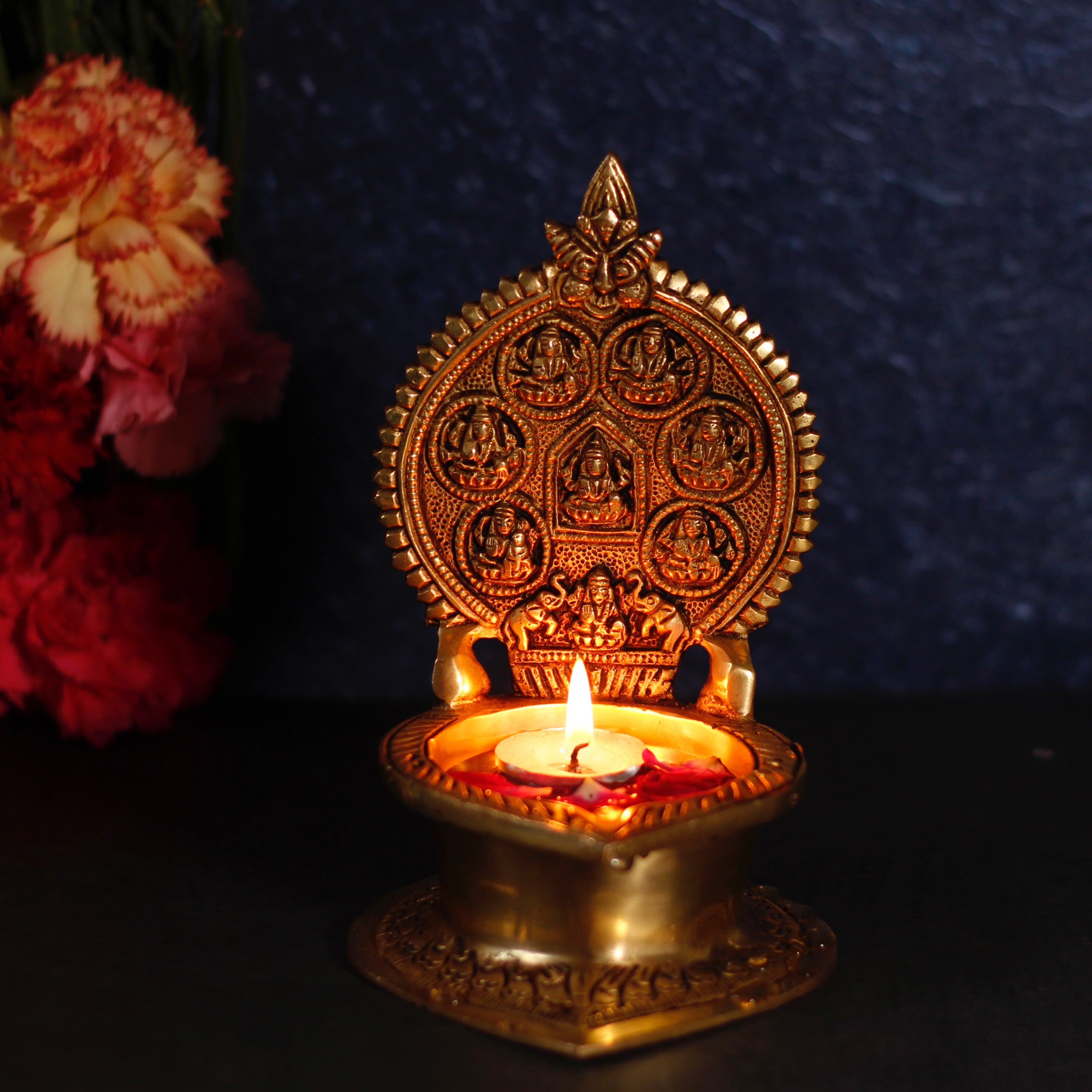 7" Ashtalakshmi Brass Diya For Puja/Festive