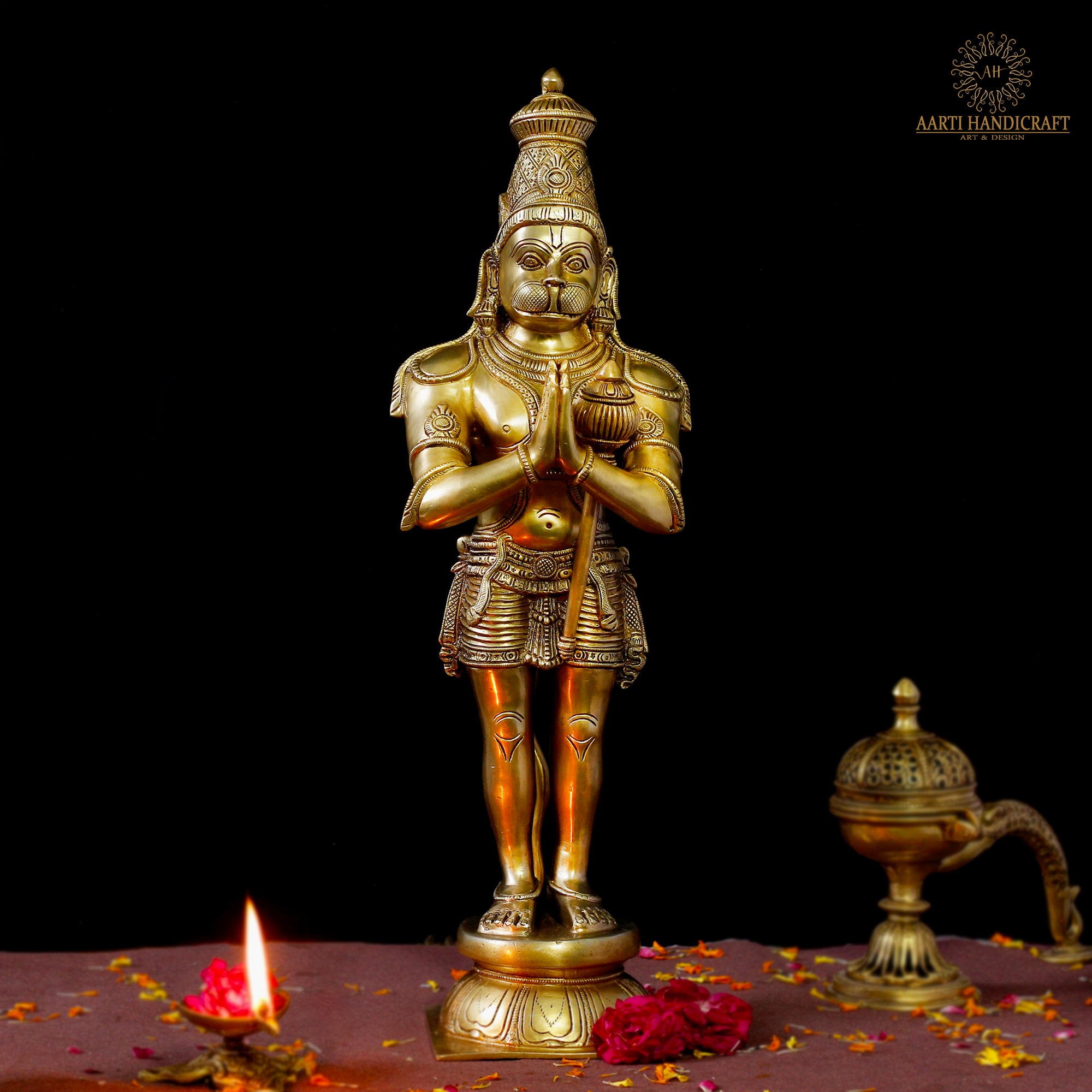 Divine Standing Hanuman Idol on Anjali Mudra Position in Pure Brass | 22 Inch