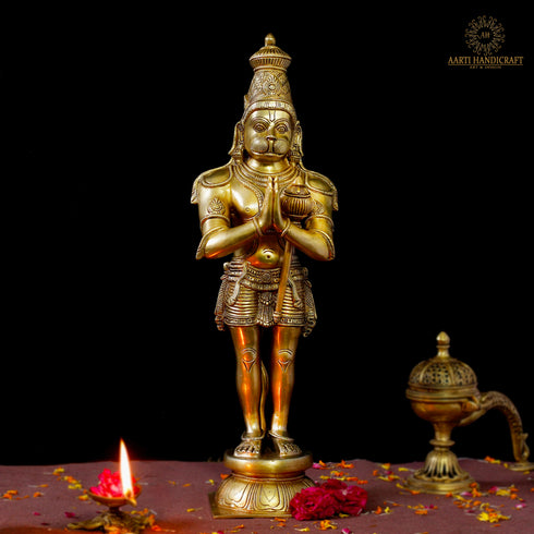 Divine Standing Hanuman Idol on Anjali Mudra Position in Pure Brass | 22 Inch