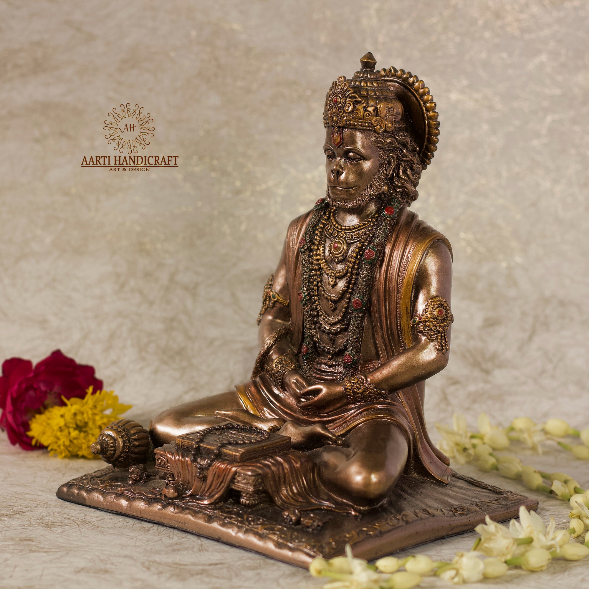 Reading Ramayana Path Hanuman Statue | Marble Dust