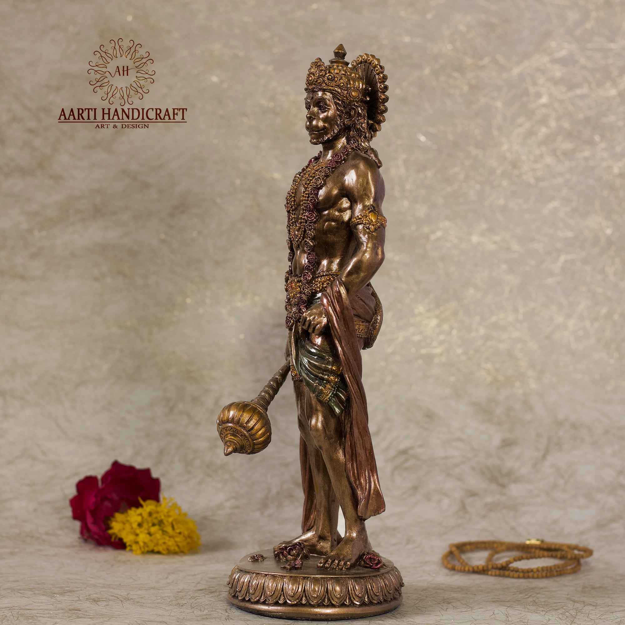 10" Standing Hanuman In Marble Dust