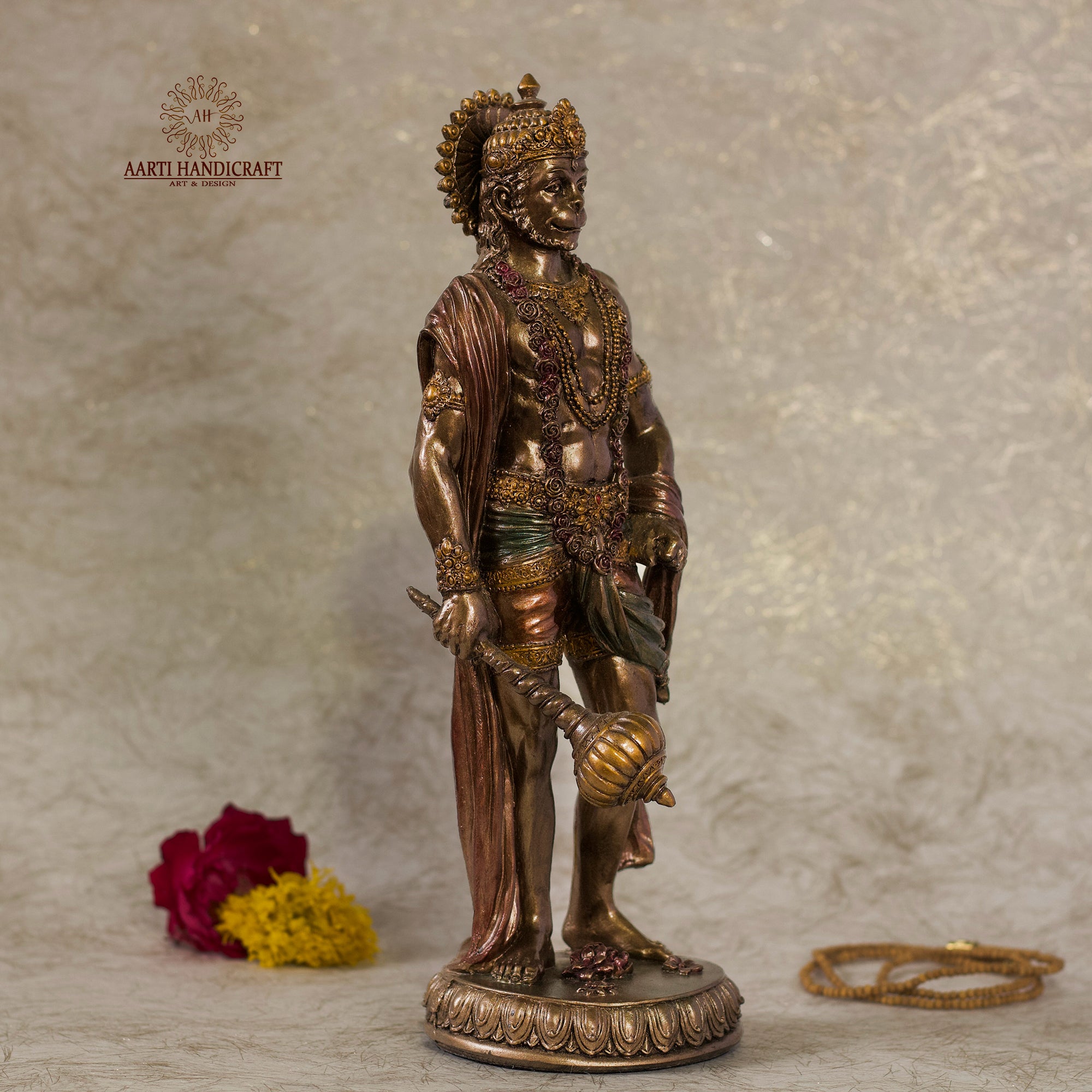10" Standing Hanuman In Marble Dust