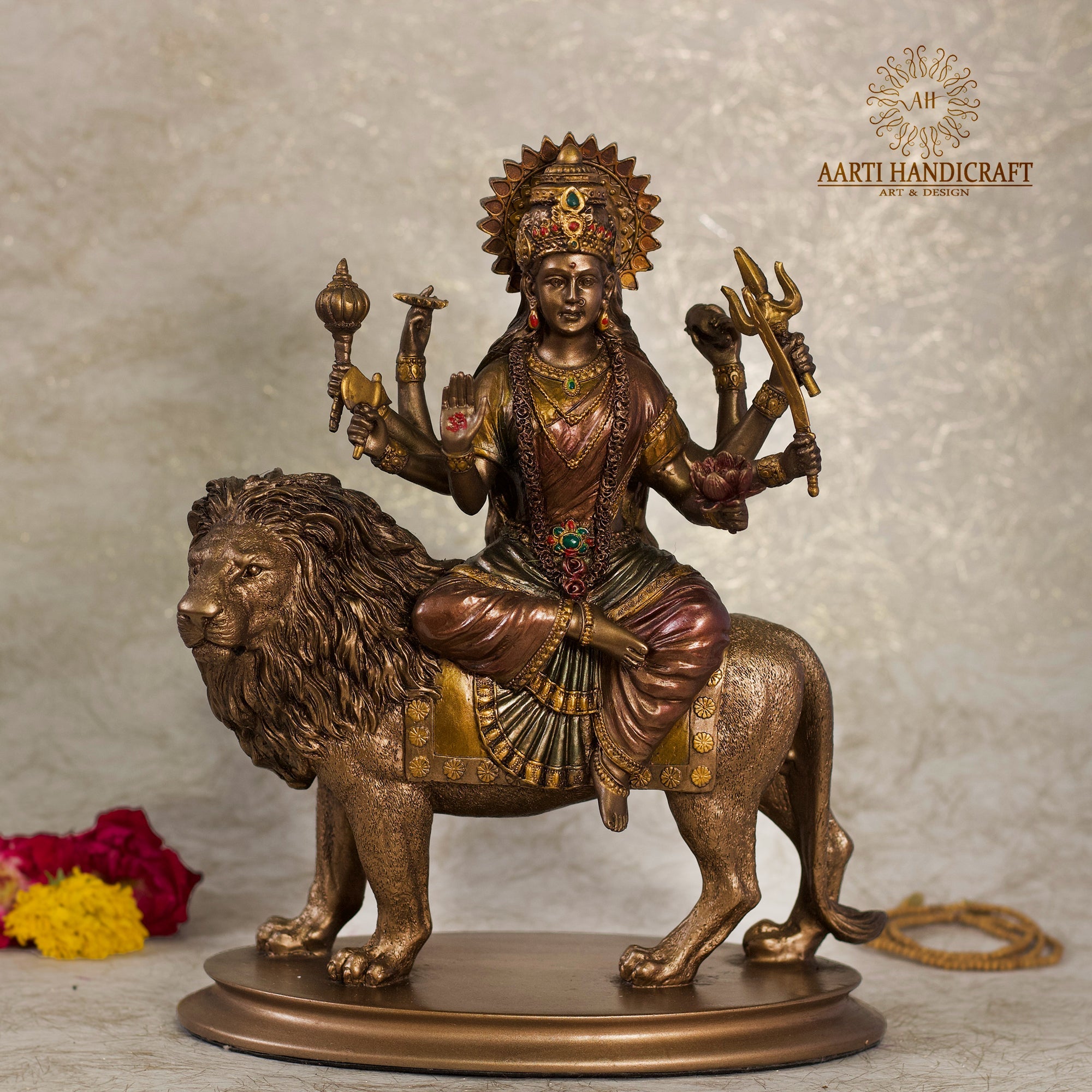 Maa Durga Idol In Copper Finish ( Marble Dust )