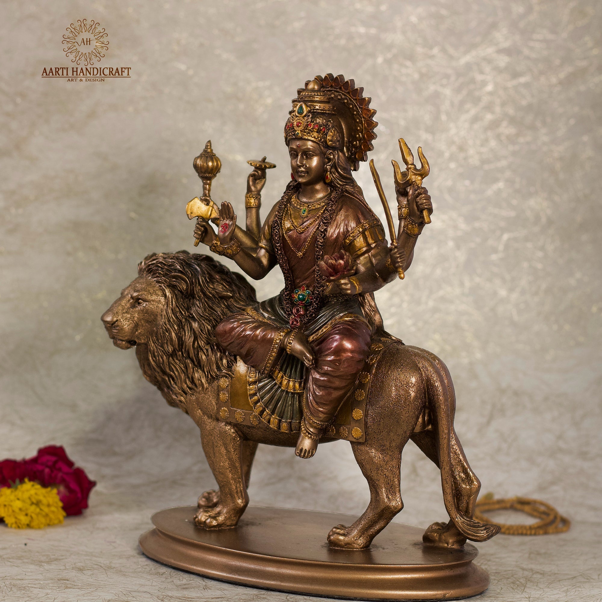Maa Durga Idol In Copper Finish ( Marble Dust )