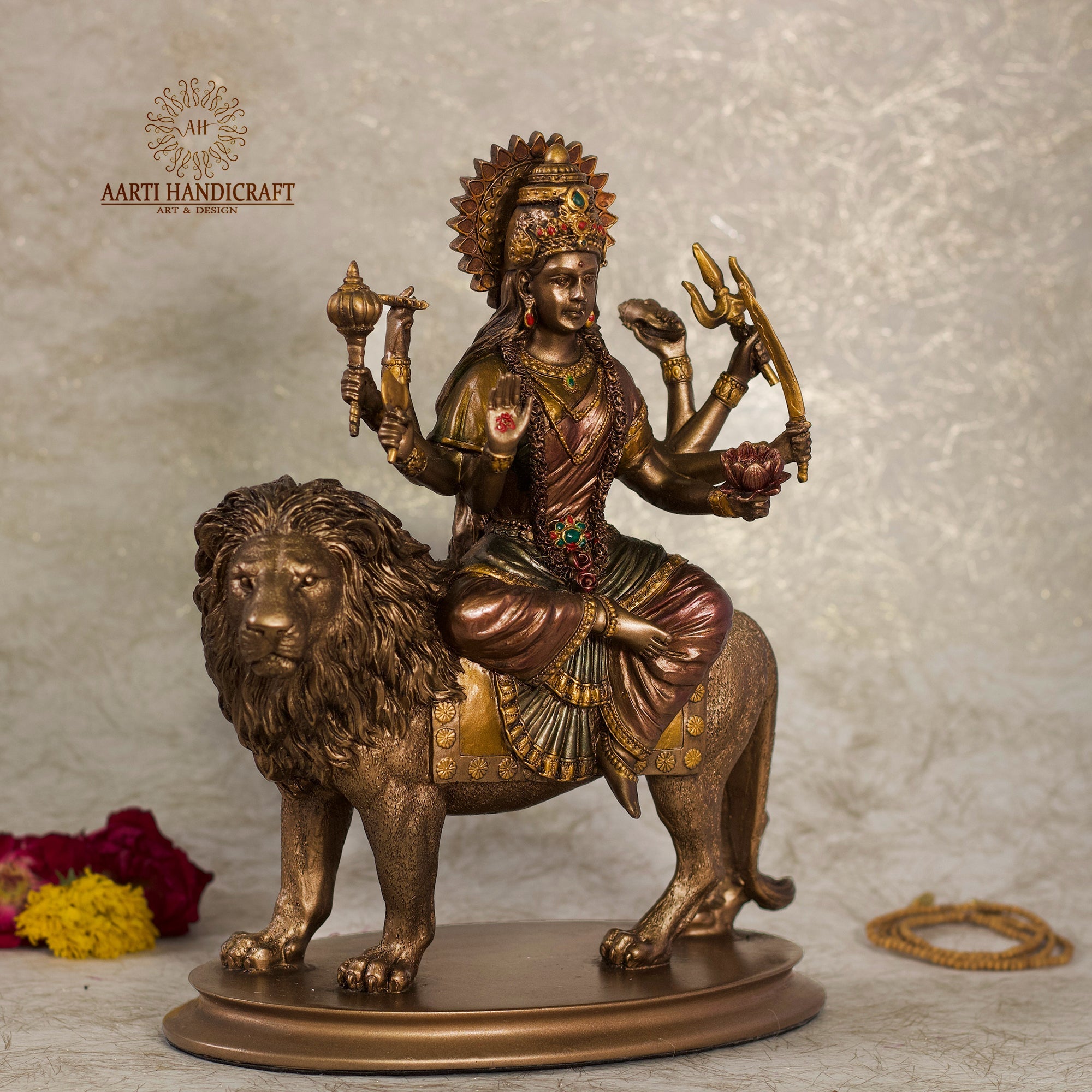 Maa Durga Idol In Copper Finish ( Marble Dust )