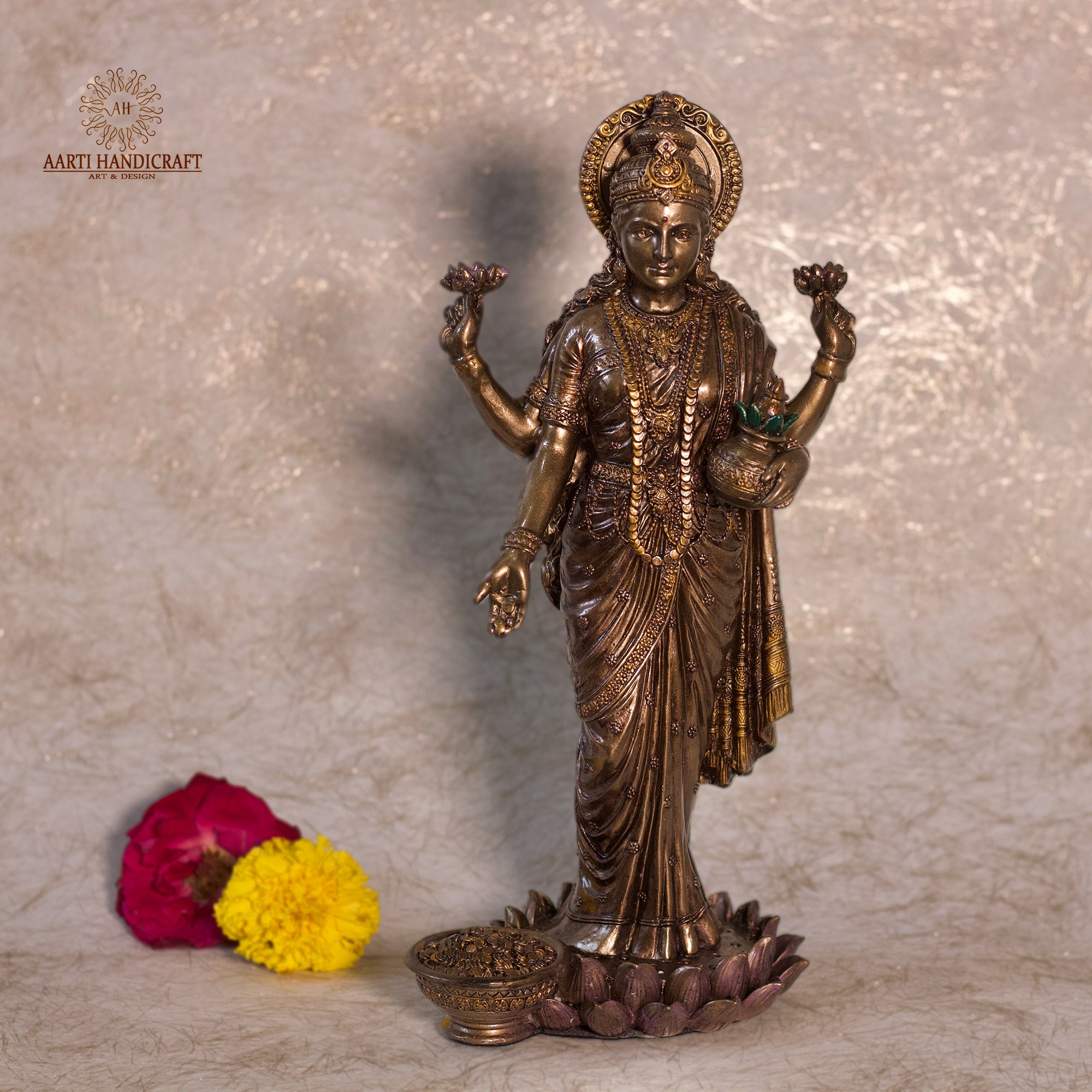 10" Standing Lakshmi In Copper Finish