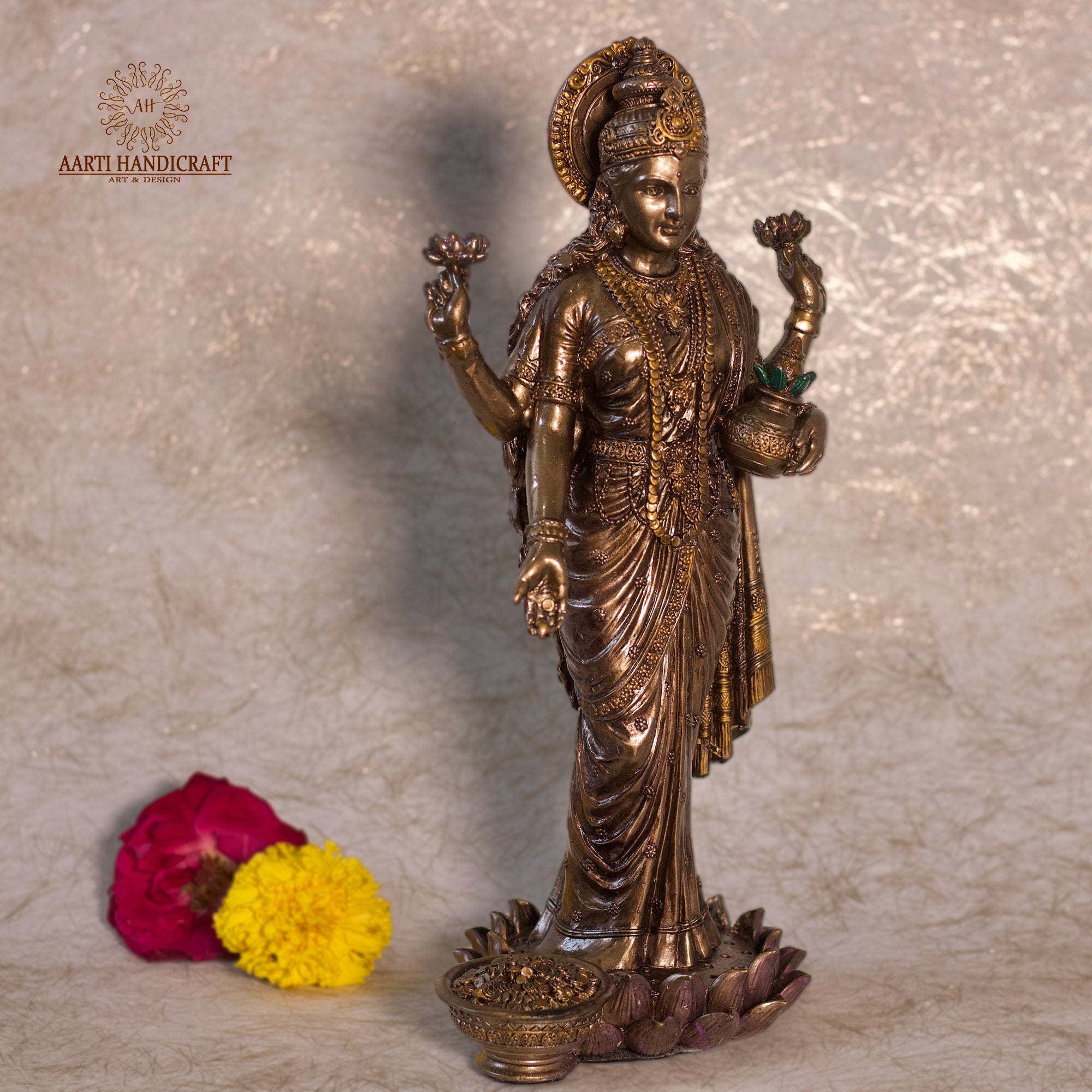 10" Standing Lakshmi In Copper Finish