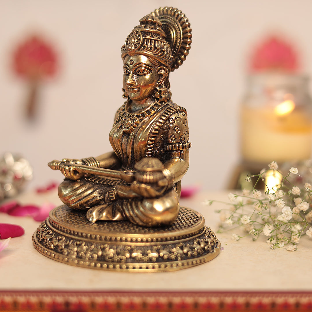 Superfine Brass Maa Annapurna Devi - Goddess Of Nourishment (5 Inches-12Cm)