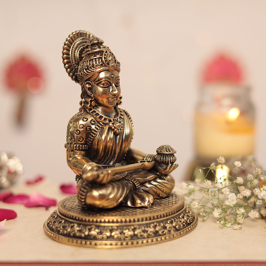 Superfine Brass Maa Annapurna Devi - Goddess Of Nourishment (5 Inches-12Cm)