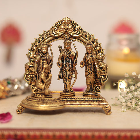 Pure Brass Ram Darbar Lord Shri Ram, Lakshman, Sita and Hanuman ji Statue (4 Inches)