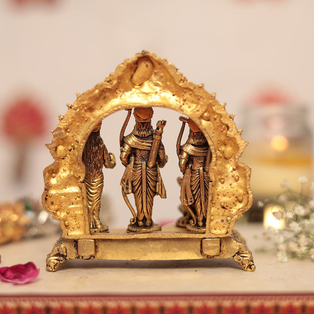 Pure Brass Ram Darbar Lord Shri Ram, Lakshman, Sita and Hanuman ji Statue (4 Inches)