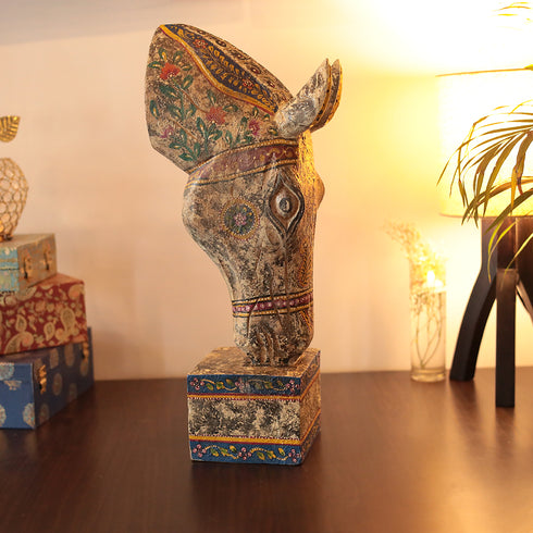 Aesthetic Wooden Horse Head/ Feng Shui For Home Decor/Symbol of Positive Energy In 21 Inches