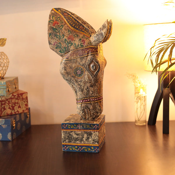 Aesthetic Wooden Horse Head/ Feng Shui For Home Decor/Symbol of Positive Energy In 21 Inches