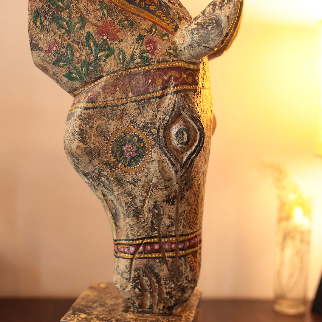 Aesthetic Wooden Horse Head/ Feng Shui For Home Decor/Symbol of Positive Energy In 21 Inches