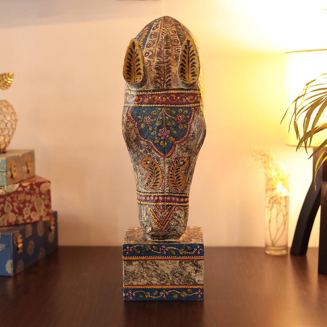 Aesthetic Wooden Horse Head/ Feng Shui For Home Decor/Symbol of Positive Energy In 21 Inches