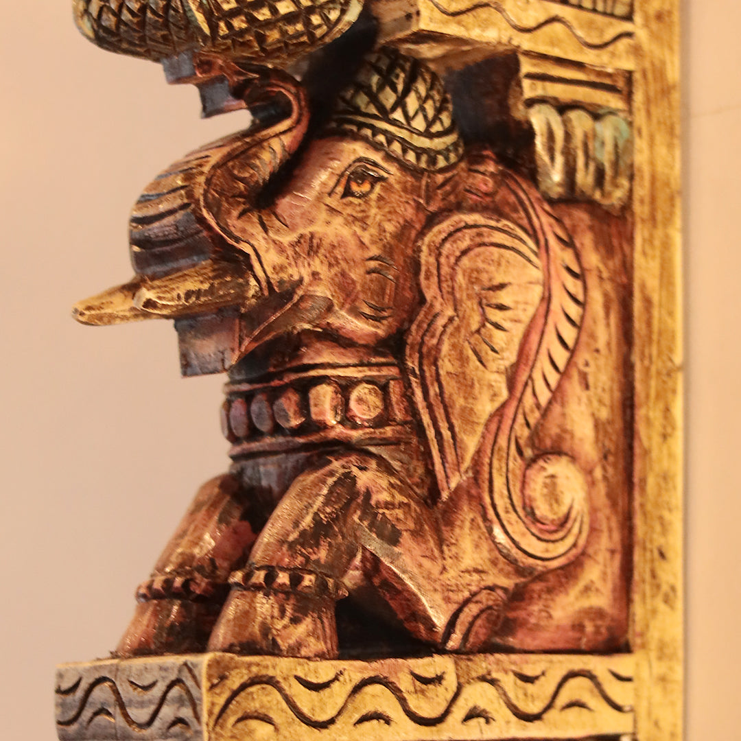 Artistic Sitting Elephant Design Door Bracket/Wall Hanging/Corbels In 12 inches