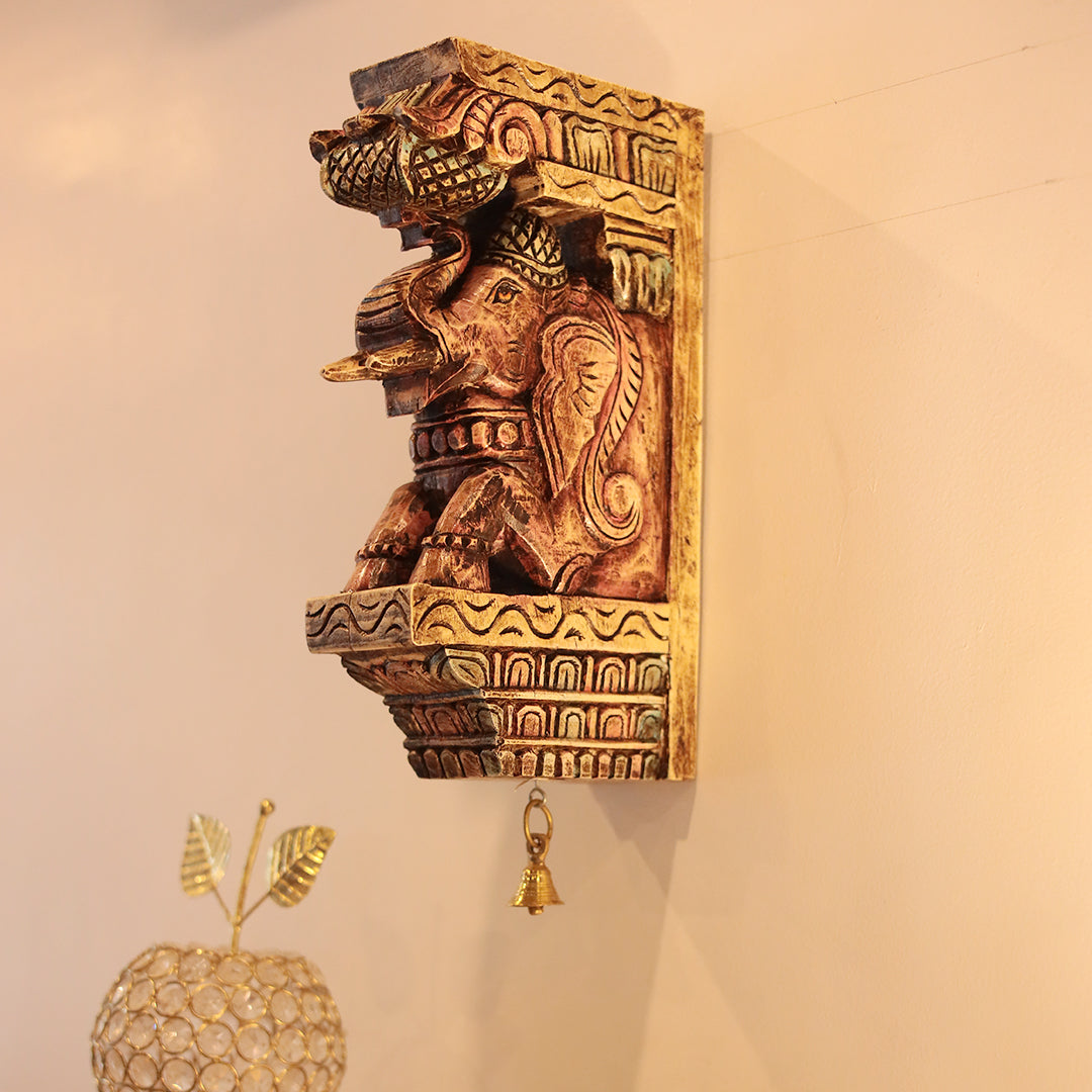 Artistic Sitting Elephant Design Door Bracket/Wall Hanging/Corbels In 12 inches