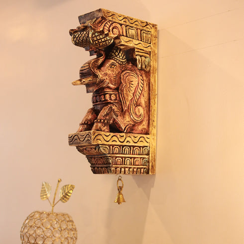 Artistic Sitting Elephant Design Door Bracket/Wall Hanging/Corbels In 12 inches