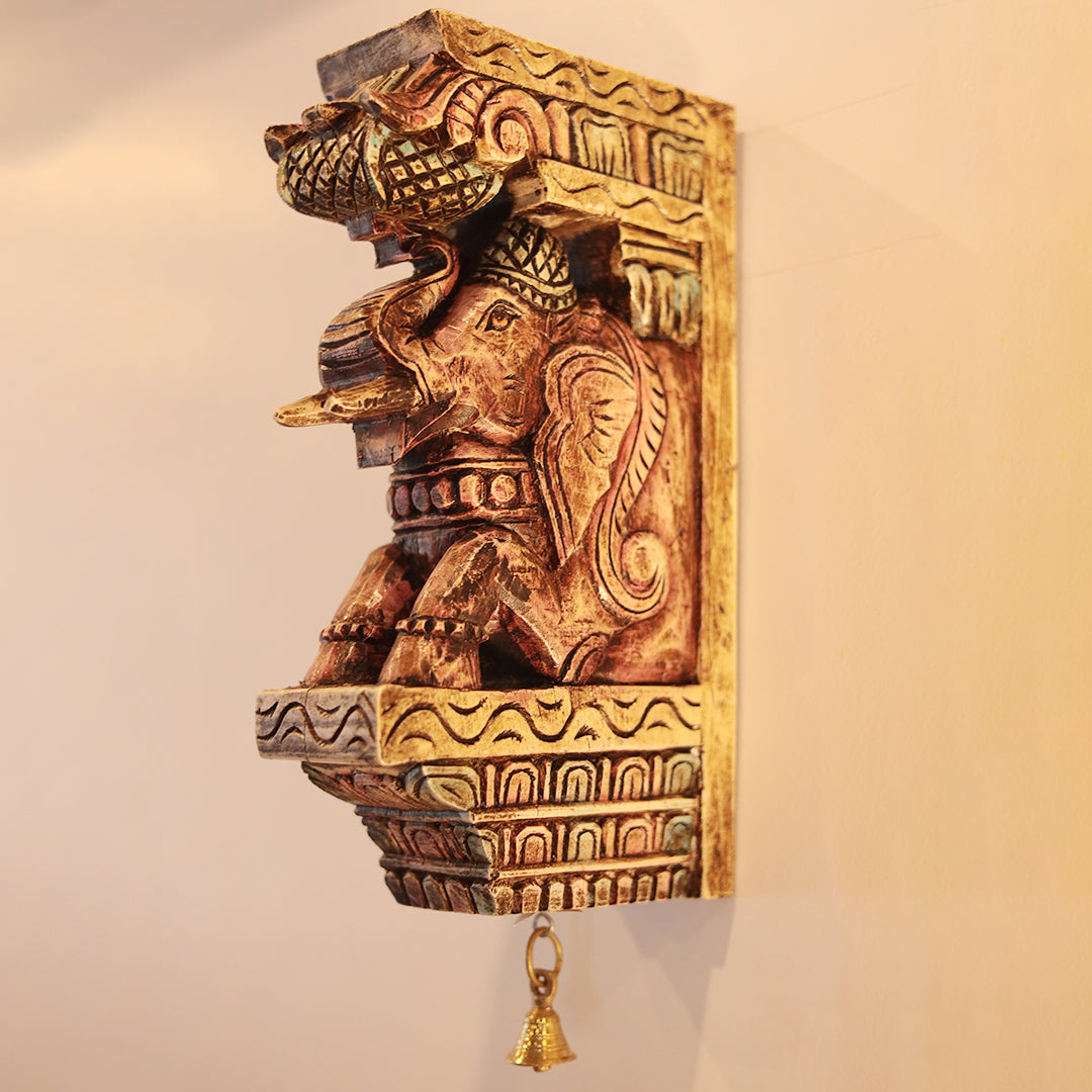 Artistic Sitting Elephant Design Door Bracket/Wall Hanging/Corbels In 12 inches