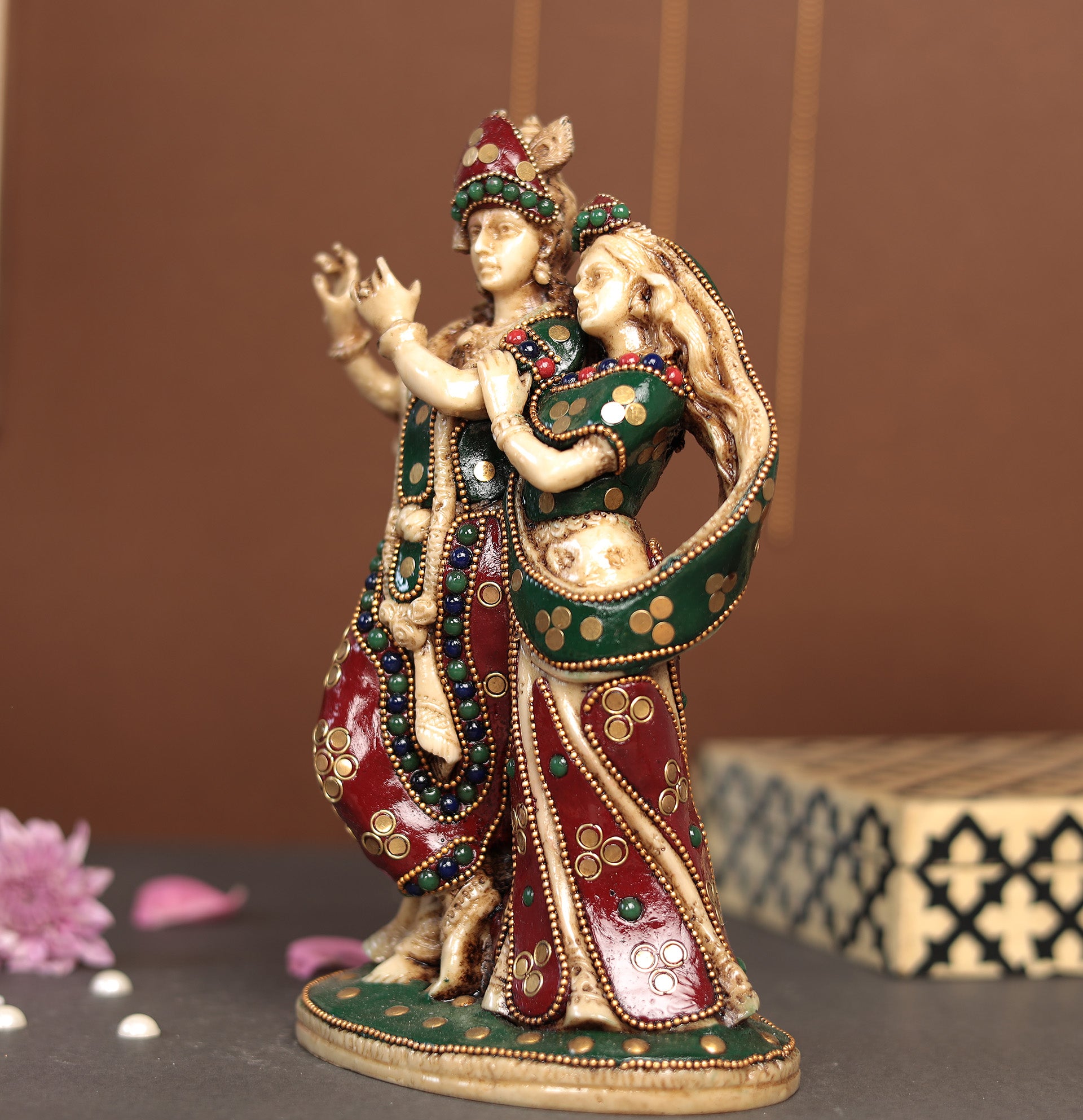 Antique Radha Krishna With Stone Work