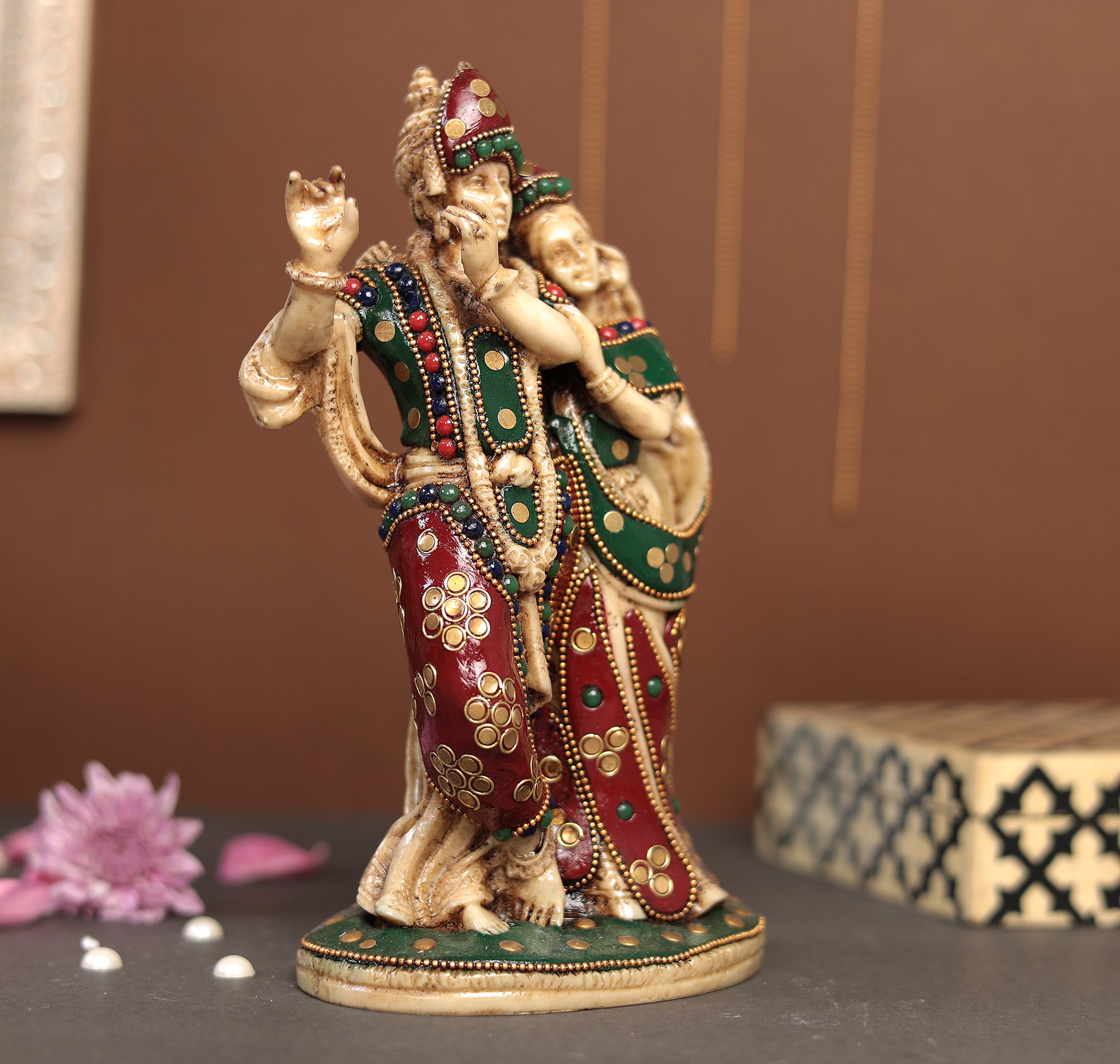 Antique Radha Krishna With Stone Work