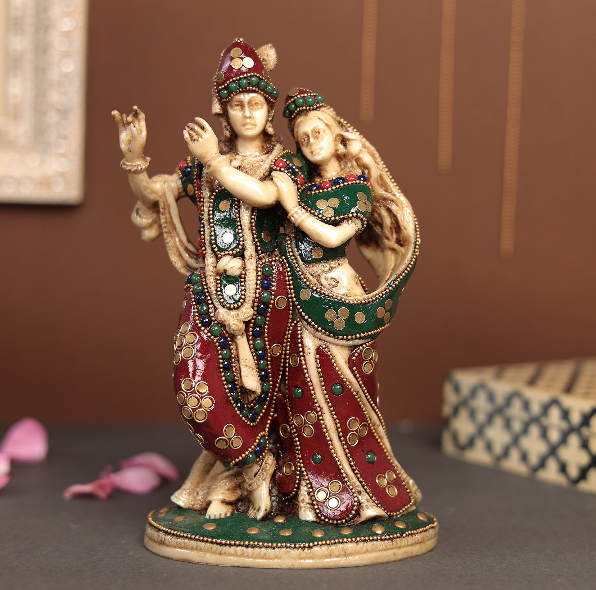 Antique Radha Krishna With Stone Work